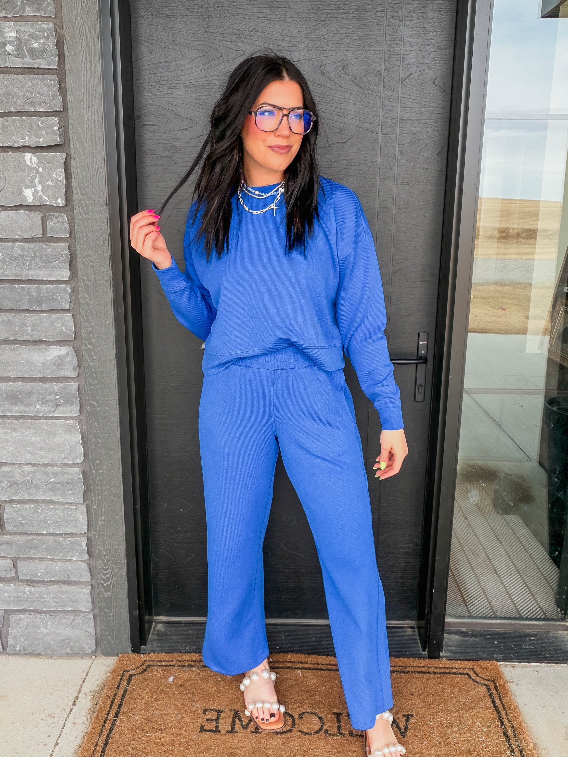 Alana Ribbed Pants-Deep Indigo - Image 3