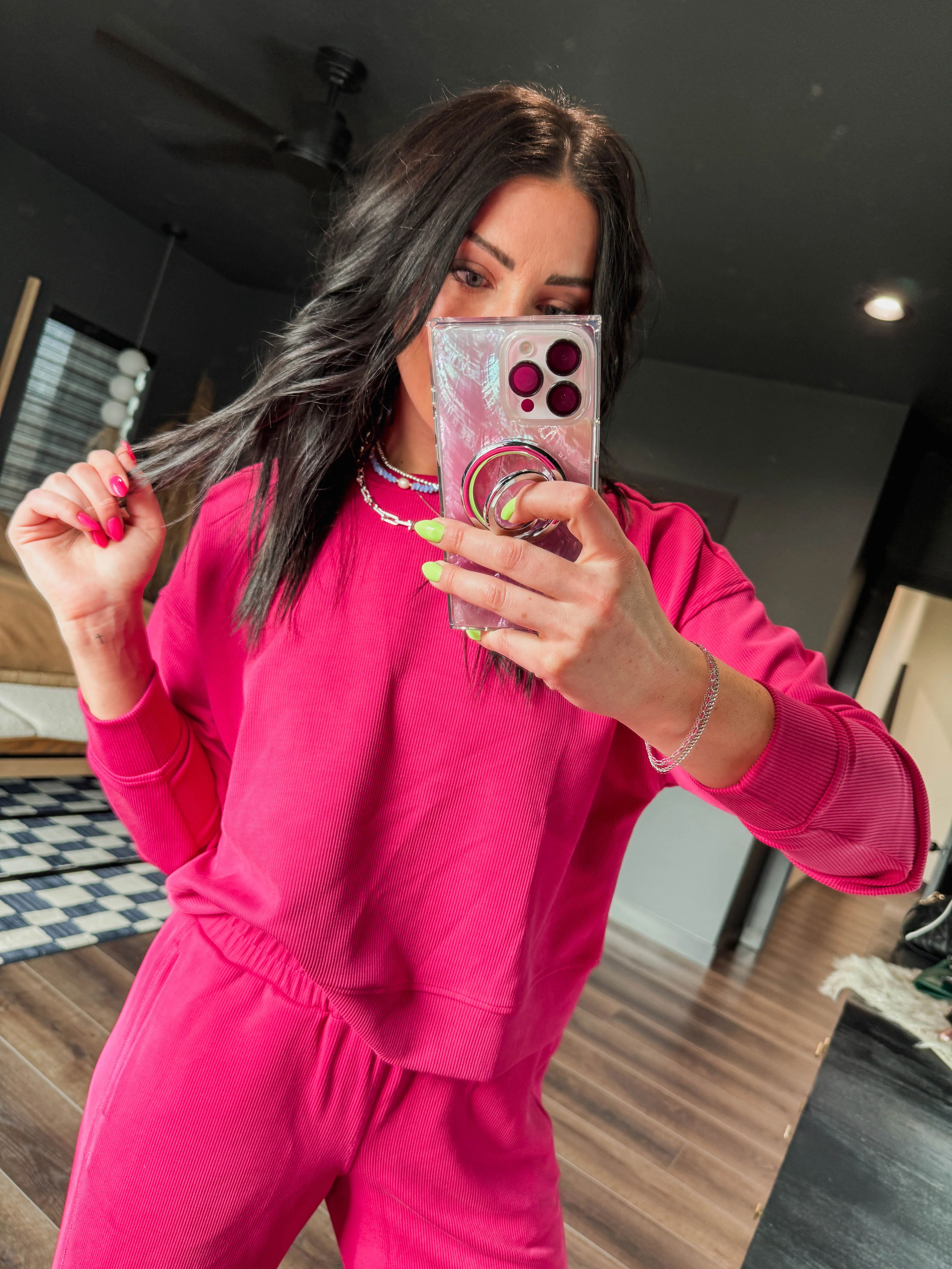 Alana Ribbed Pullover-Plum Pink