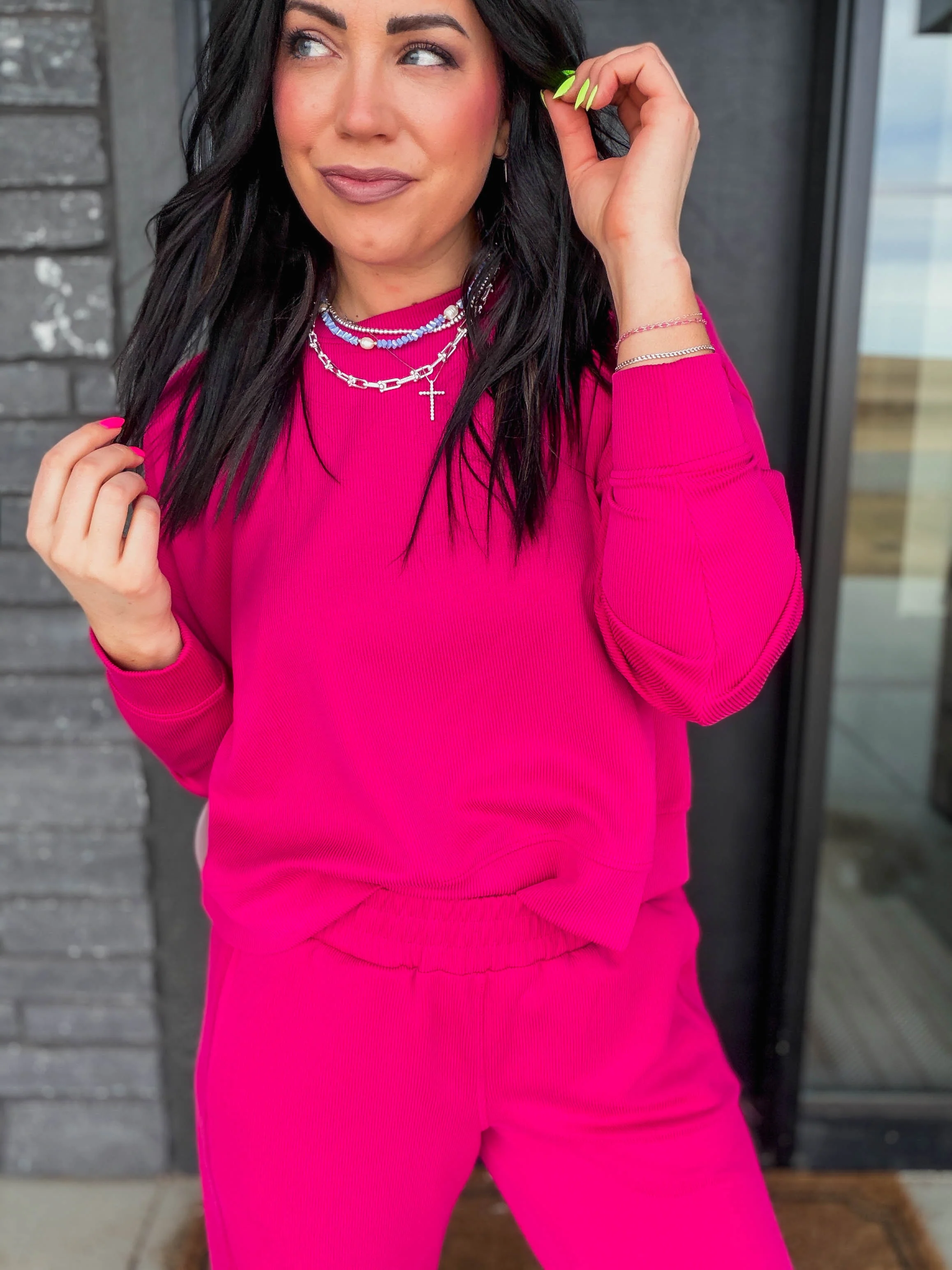 Alana Ribbed Pullover-Plum Pink - Image 5