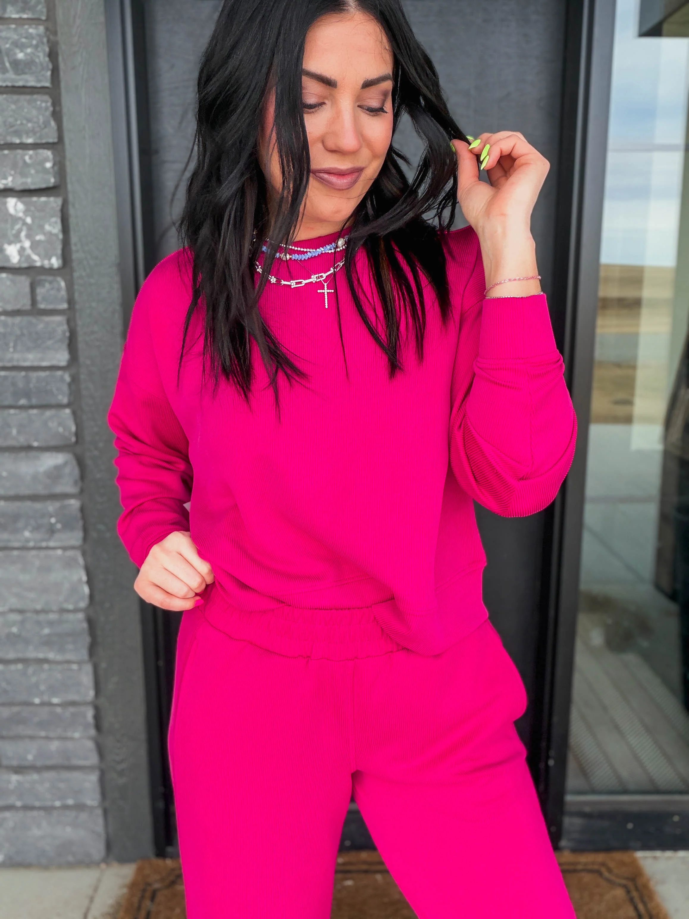 Alana Ribbed Pullover-Plum Pink - Image 8
