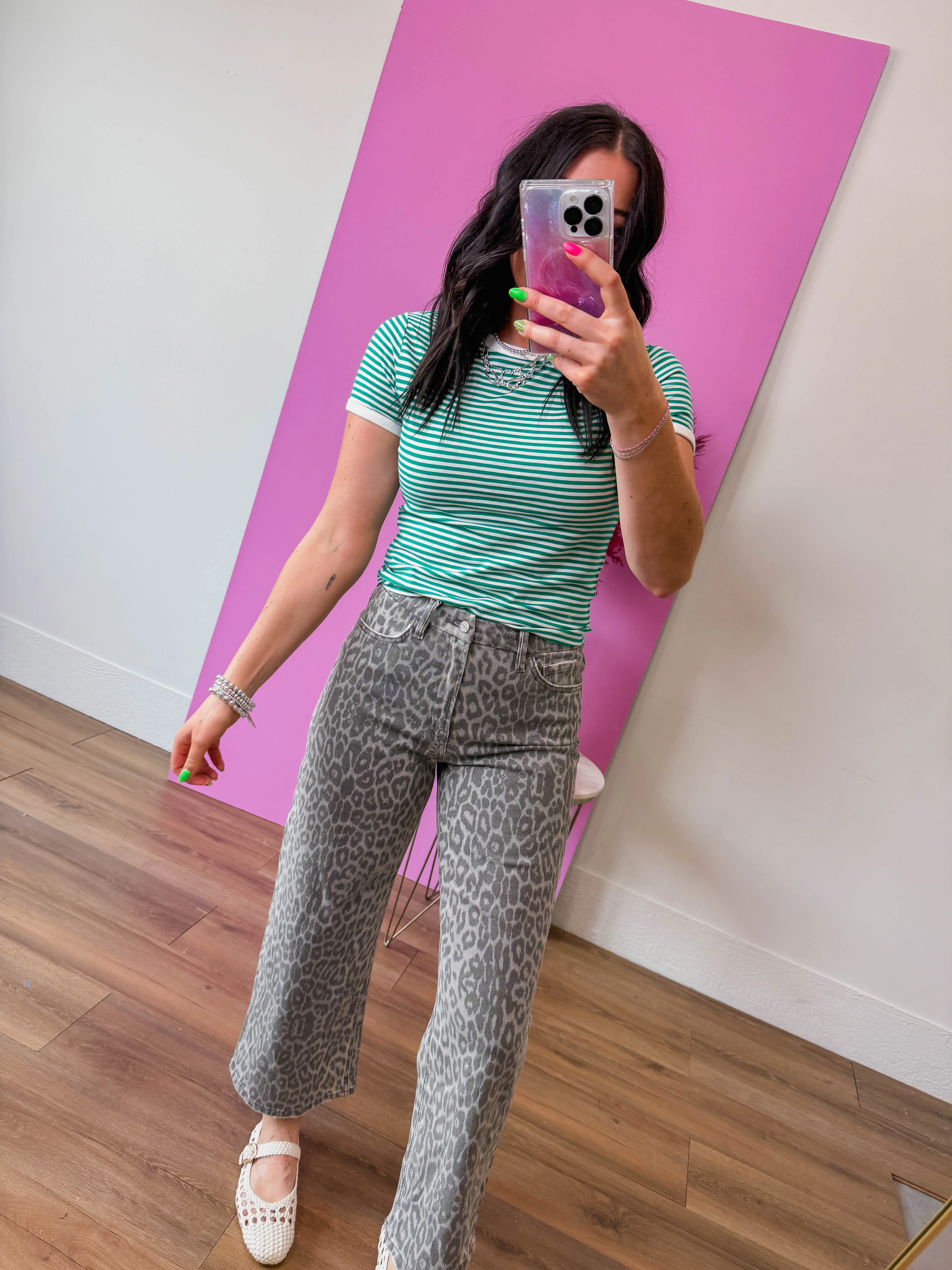 All Day Striped Tee-Kelly Green - Image 3