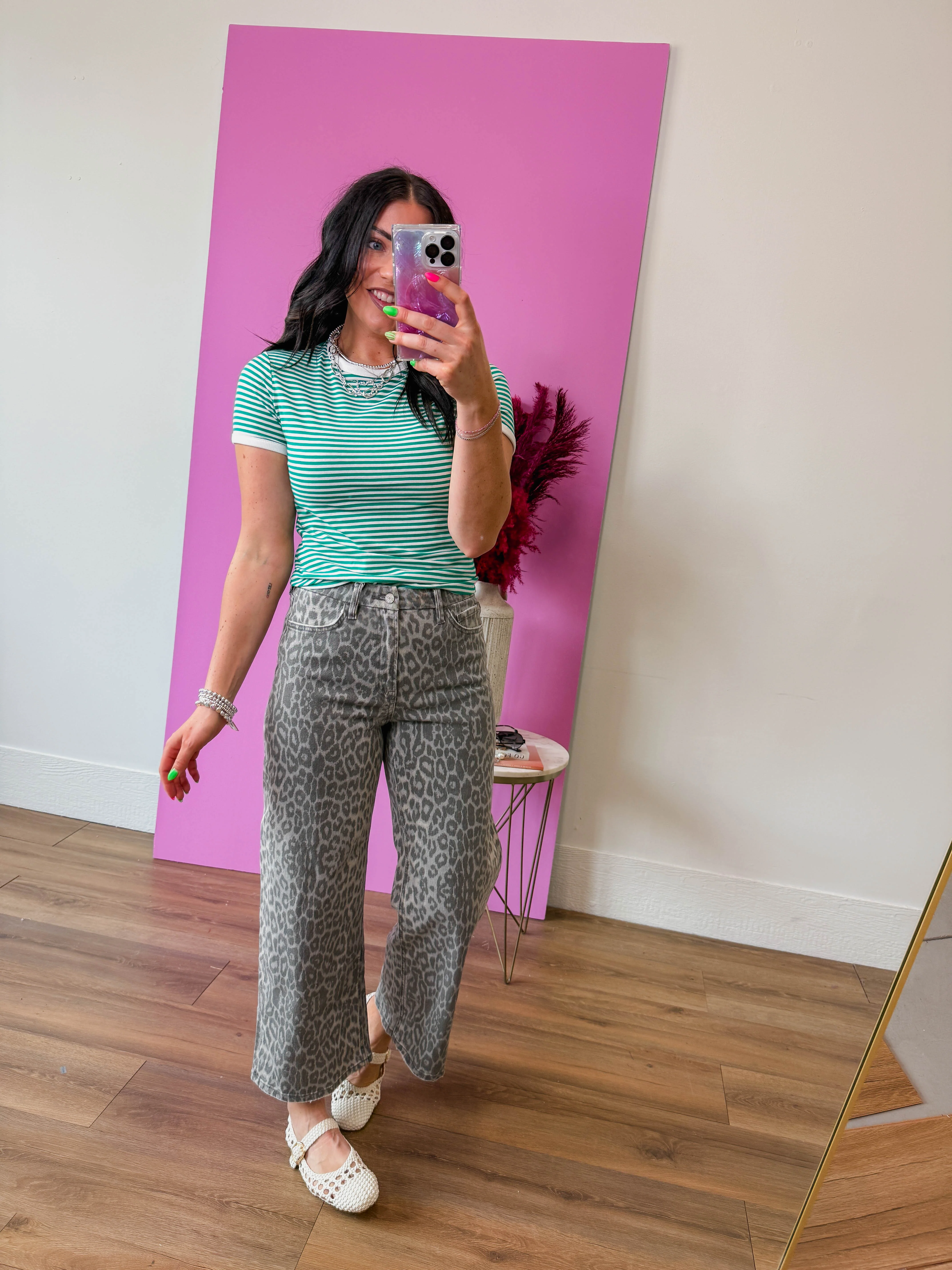 All Day Striped Tee-Kelly Green - Image 9