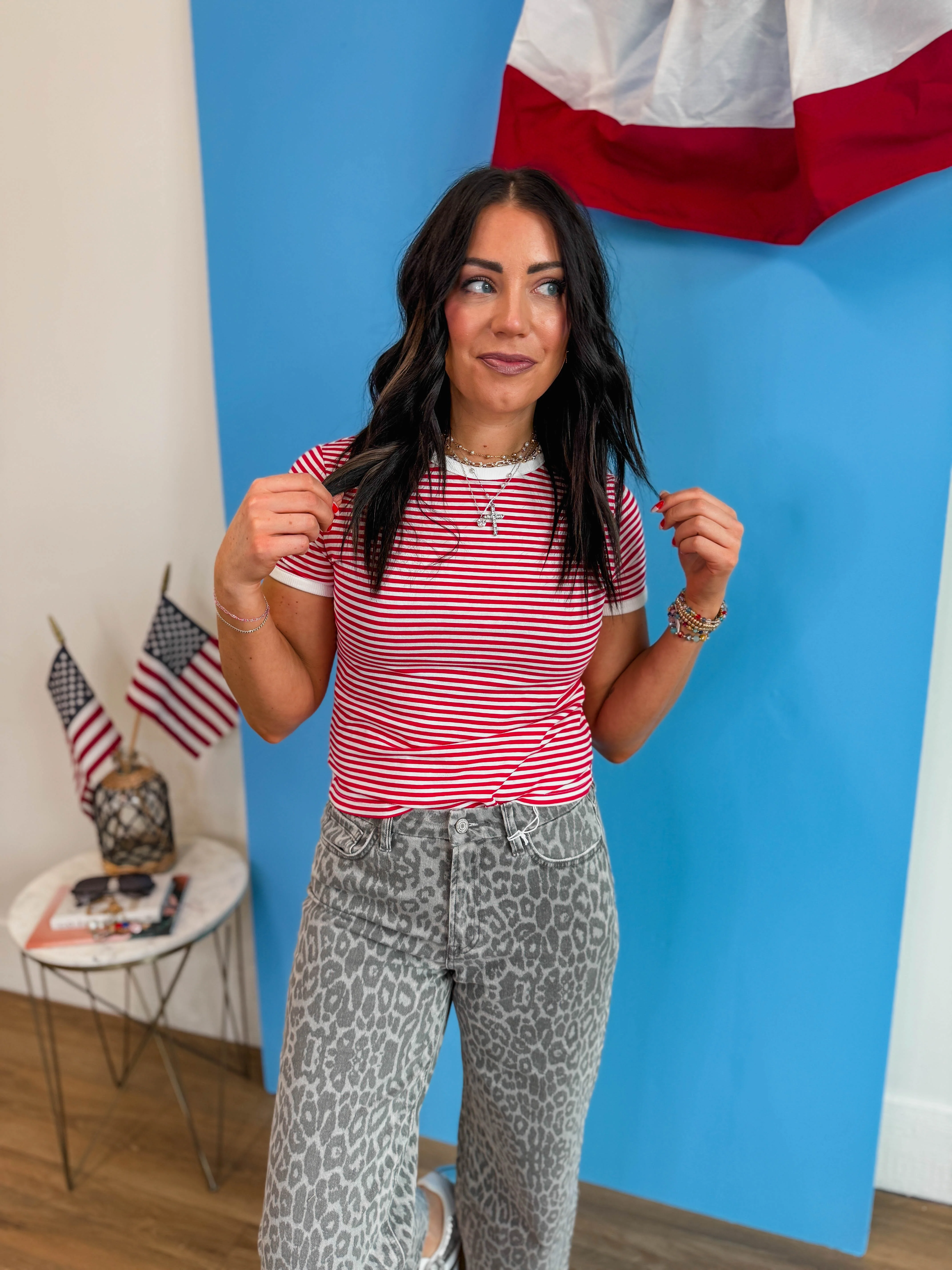 All Day Striped Tee-Ruby - Image 2