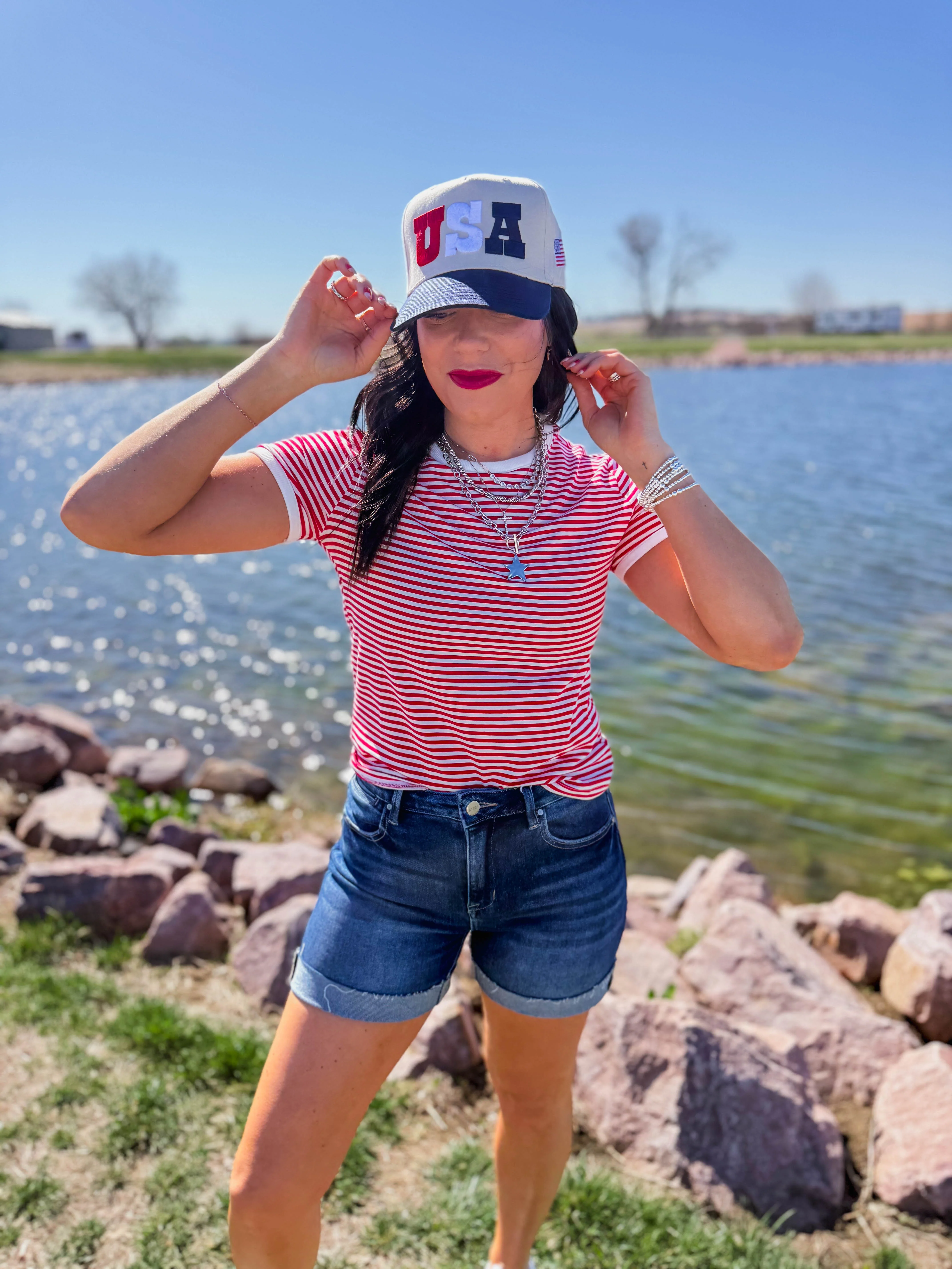 All Day Striped Tee-Ruby - Image 3