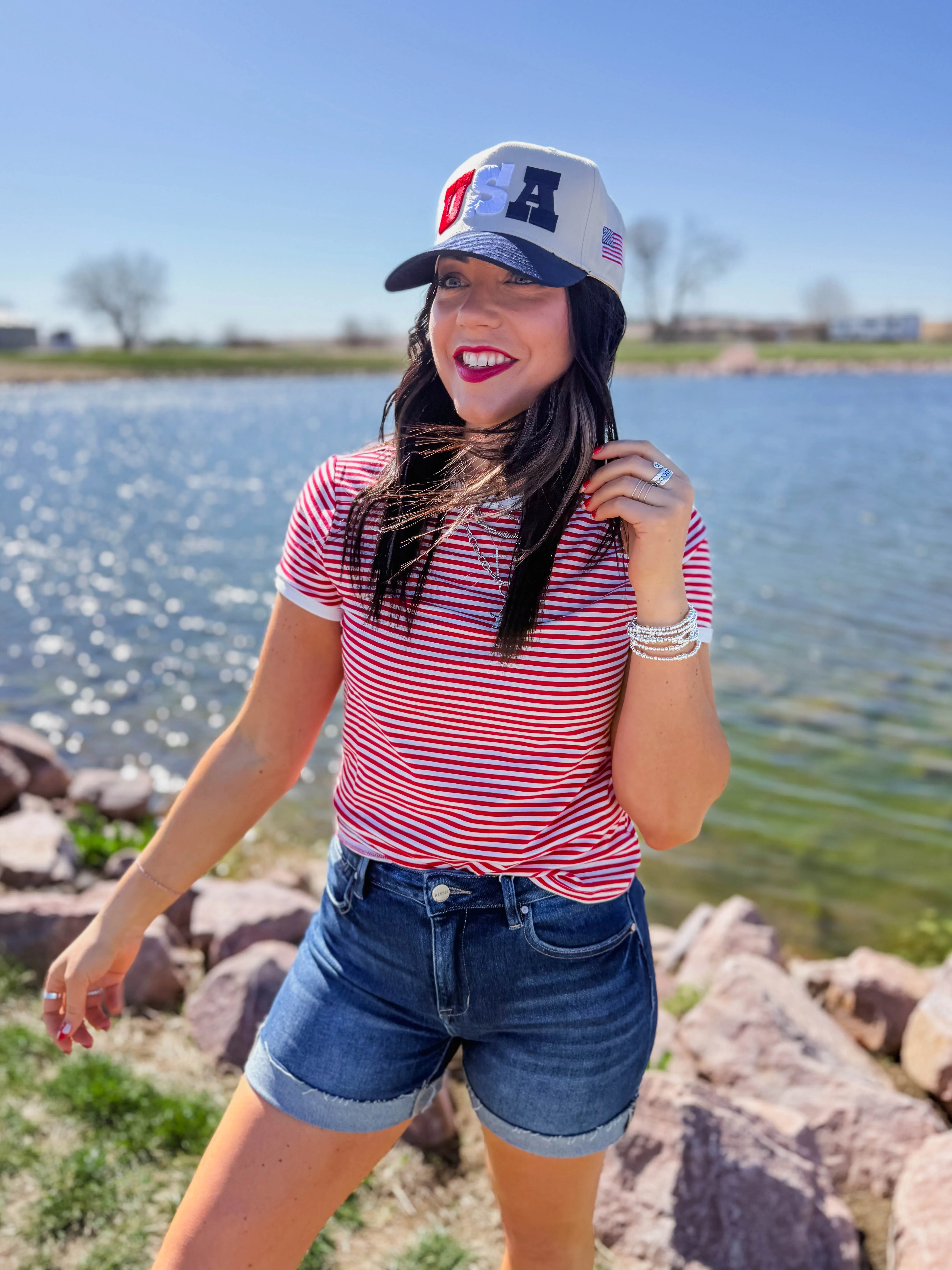 All Day Striped Tee-Ruby - Image 6