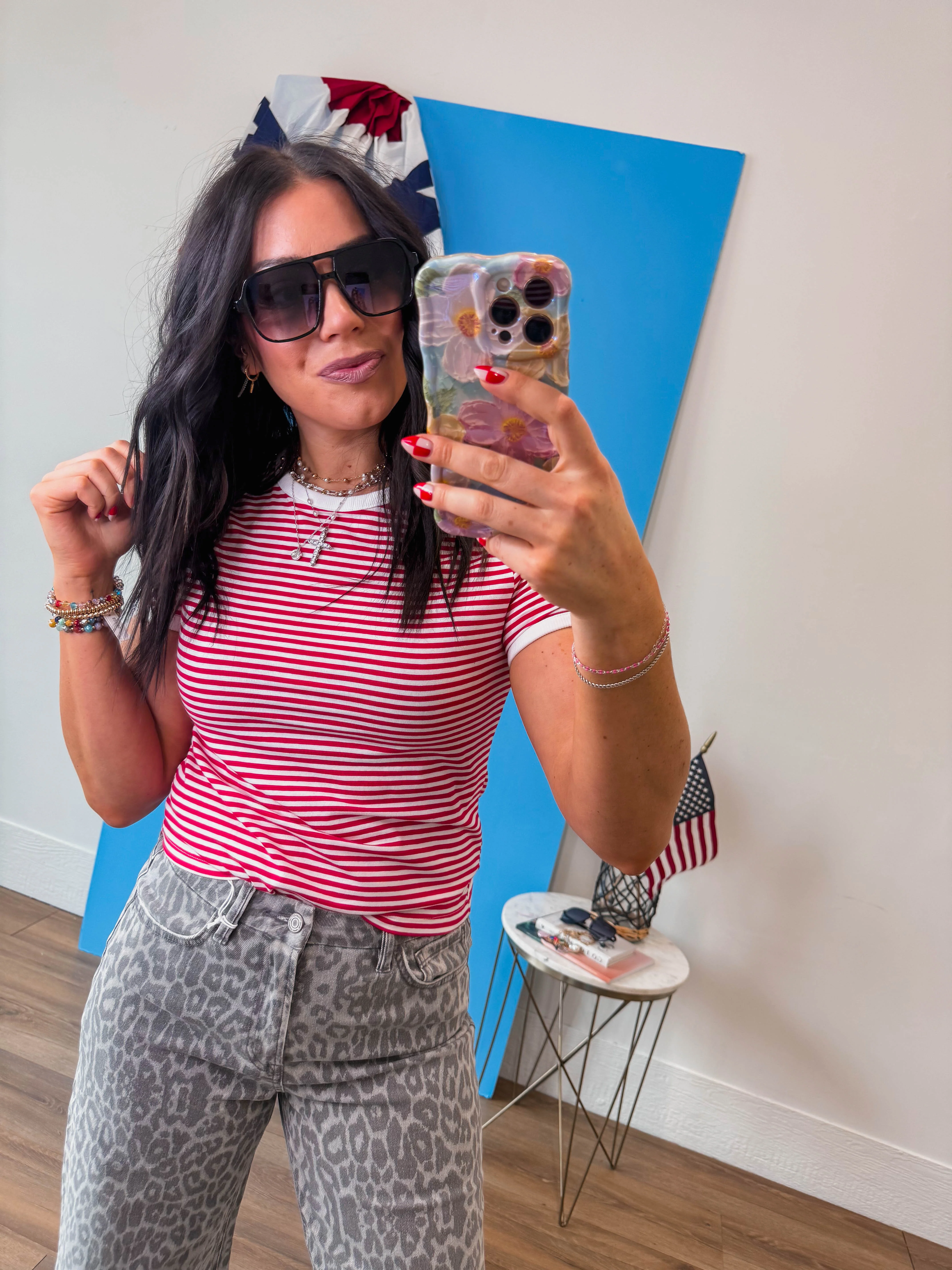 All Day Striped Tee-Ruby - Image 8