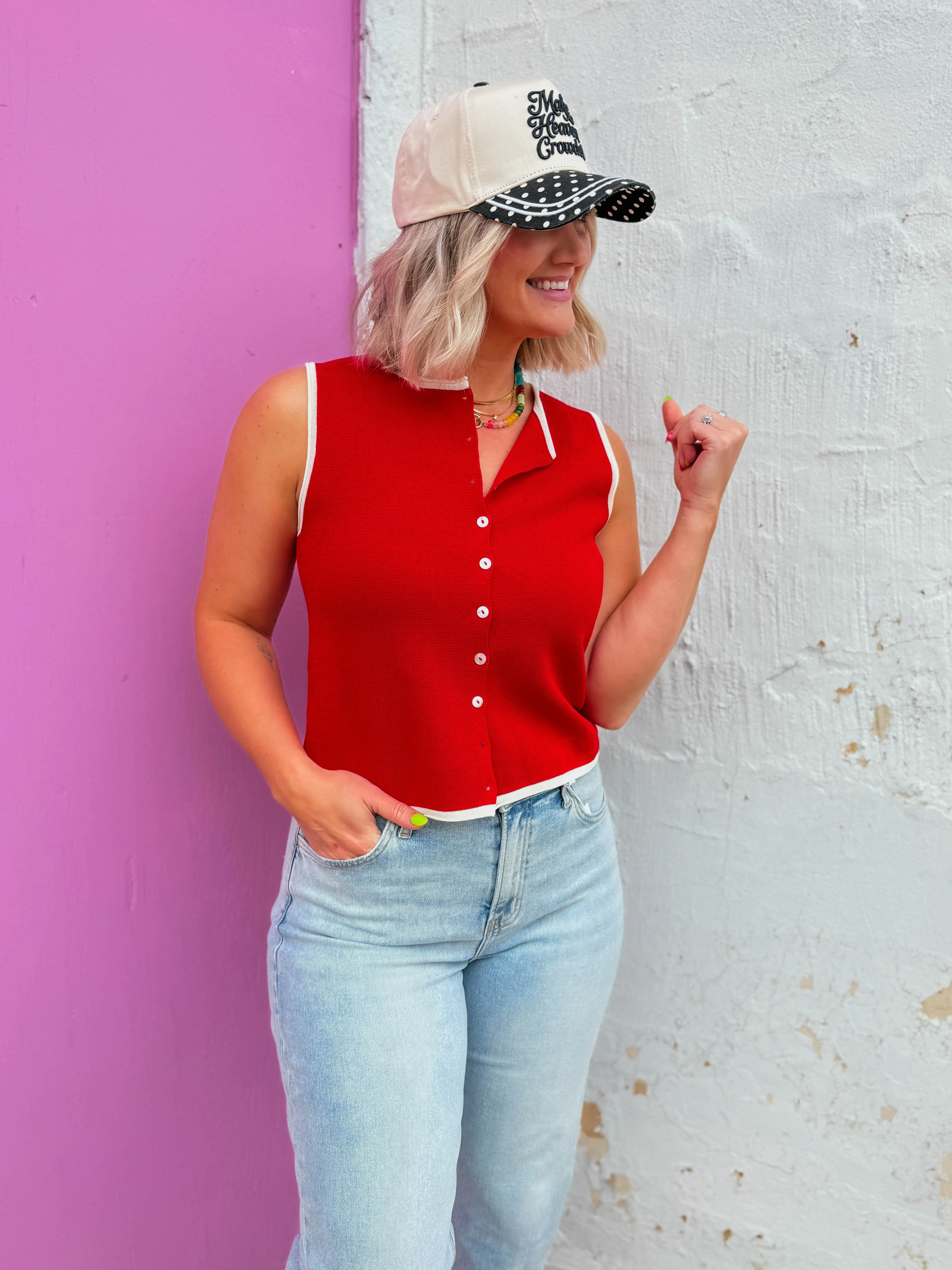 Alyssa Knit Tank-Tomato - Image 3