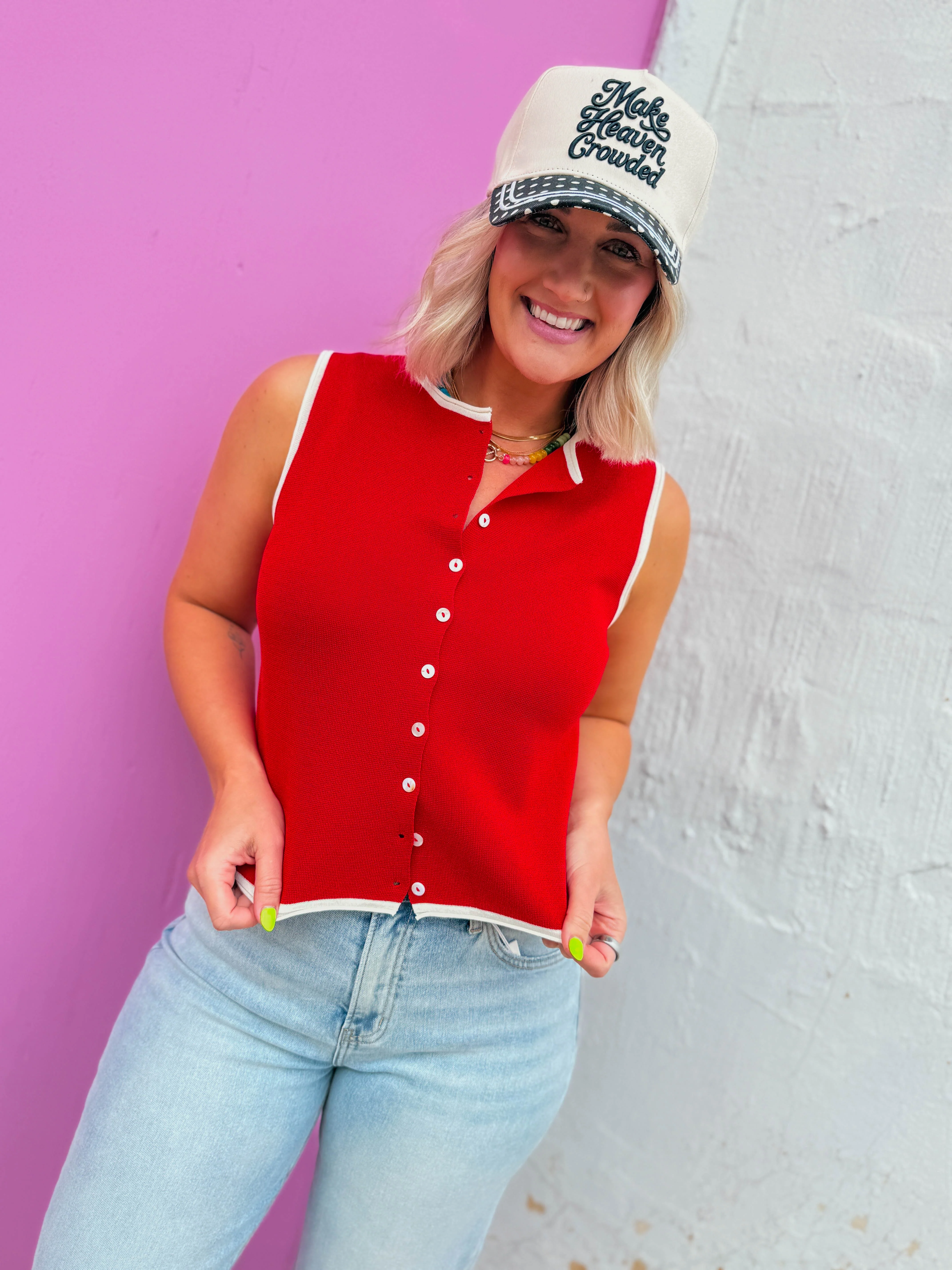 Alyssa Knit Tank-Tomato - Image 4