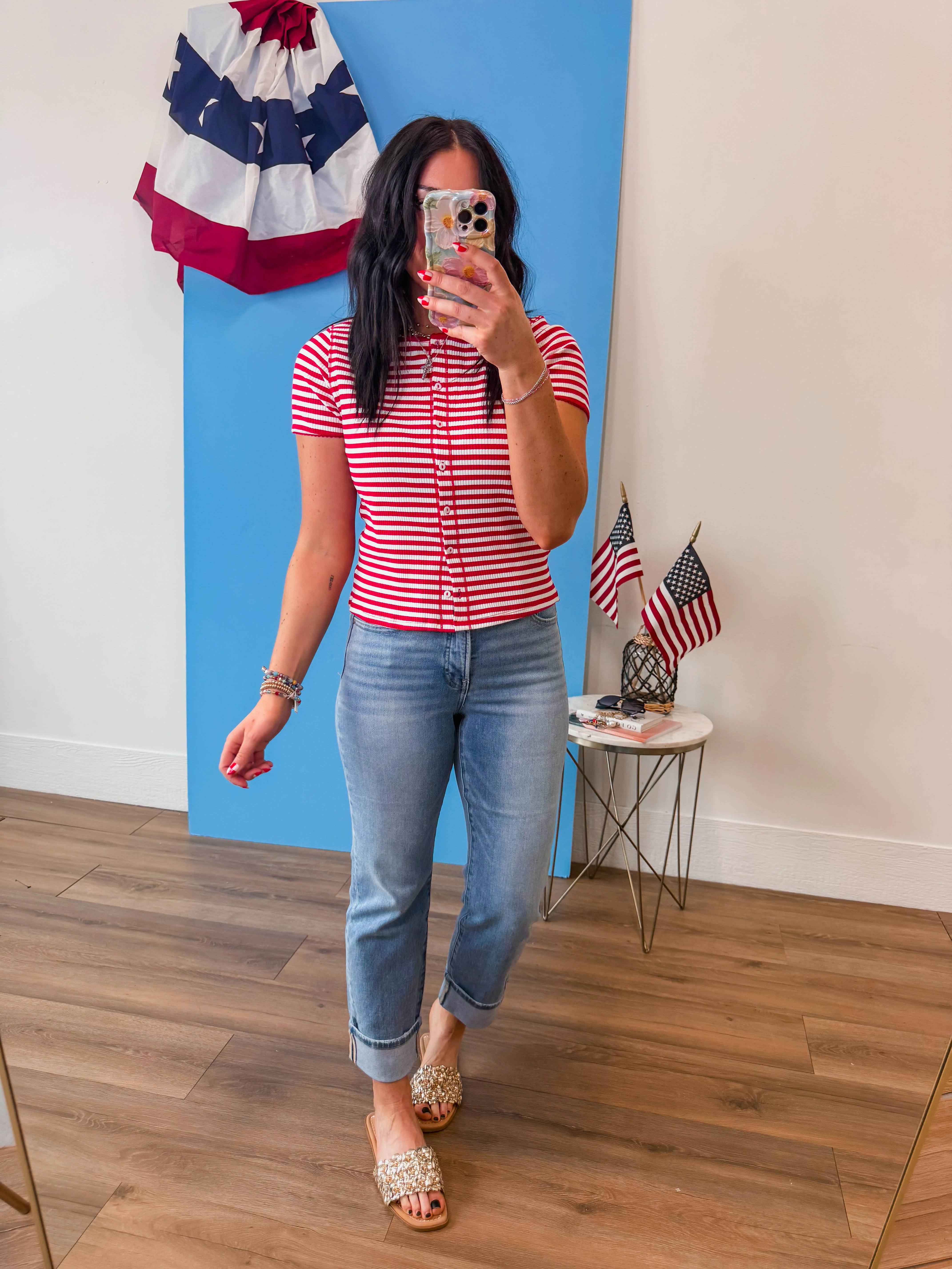 Annika Striped Top-Red/White - Image 12