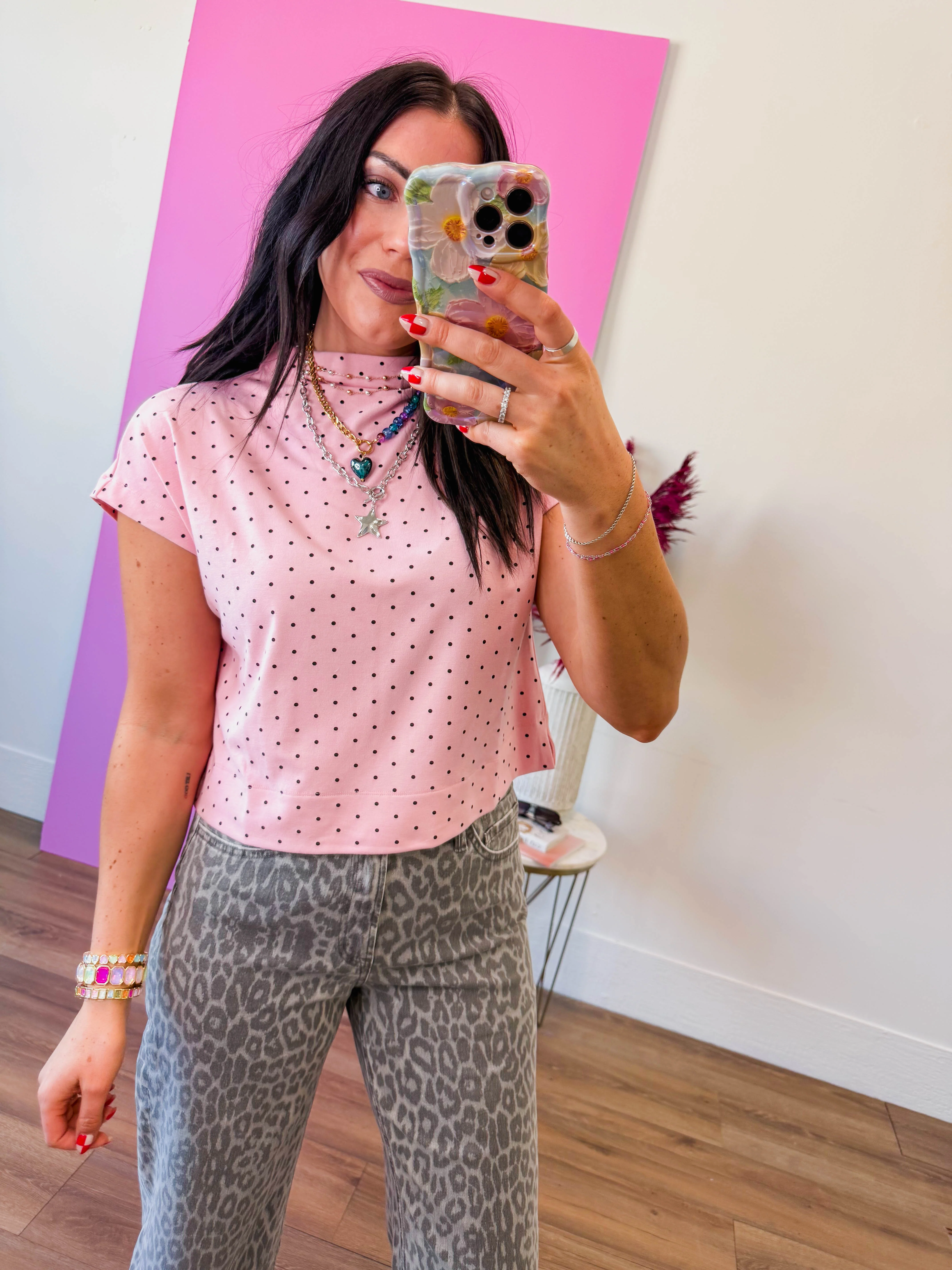 Ari Polka Dot Top-Pink - Image 3