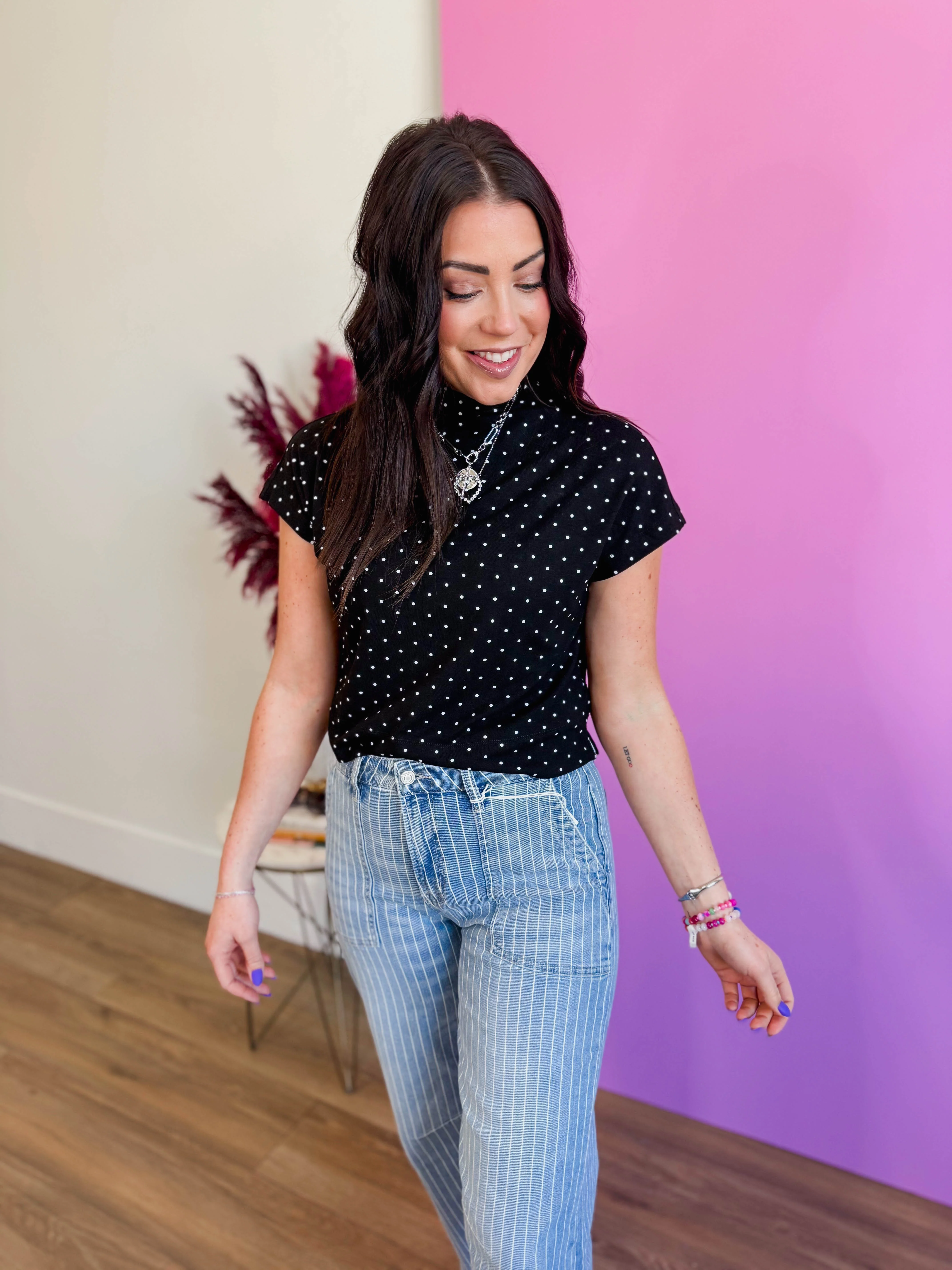 Ari Polka Dot Top-Black - Image 5