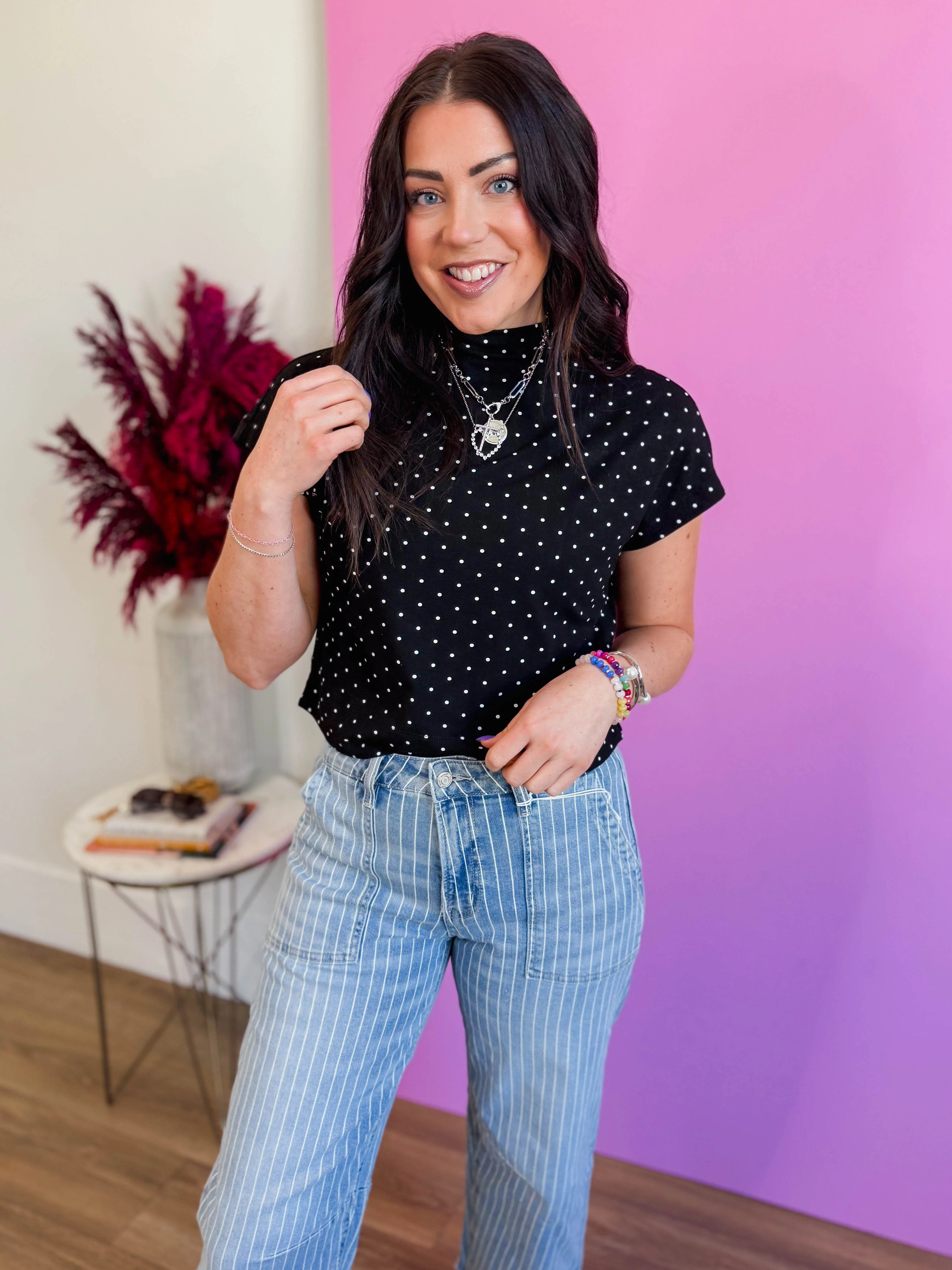 Ari Polka Dot Top-Black - Image 6