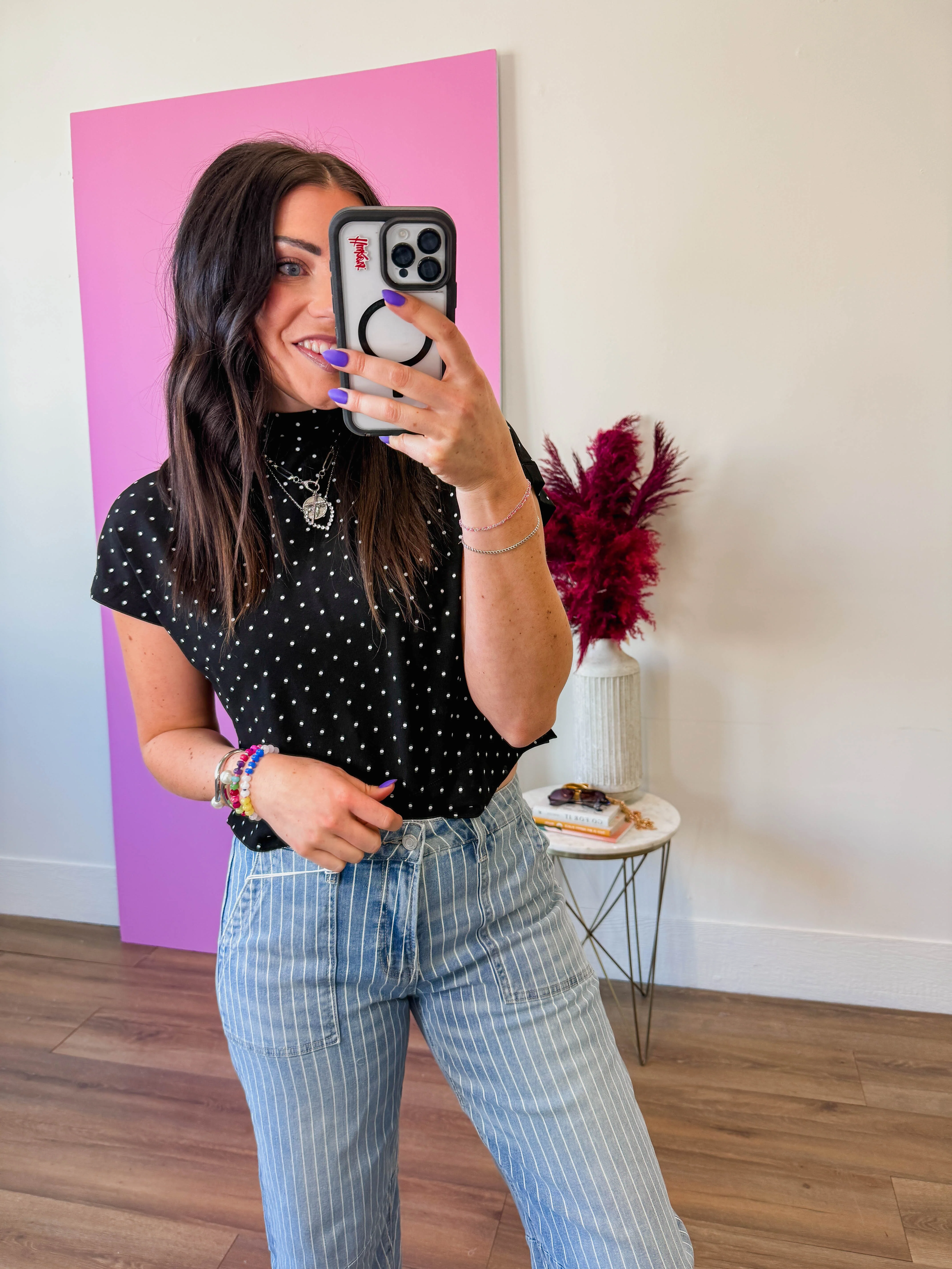 Ari Polka Dot Top-Black - Image 7