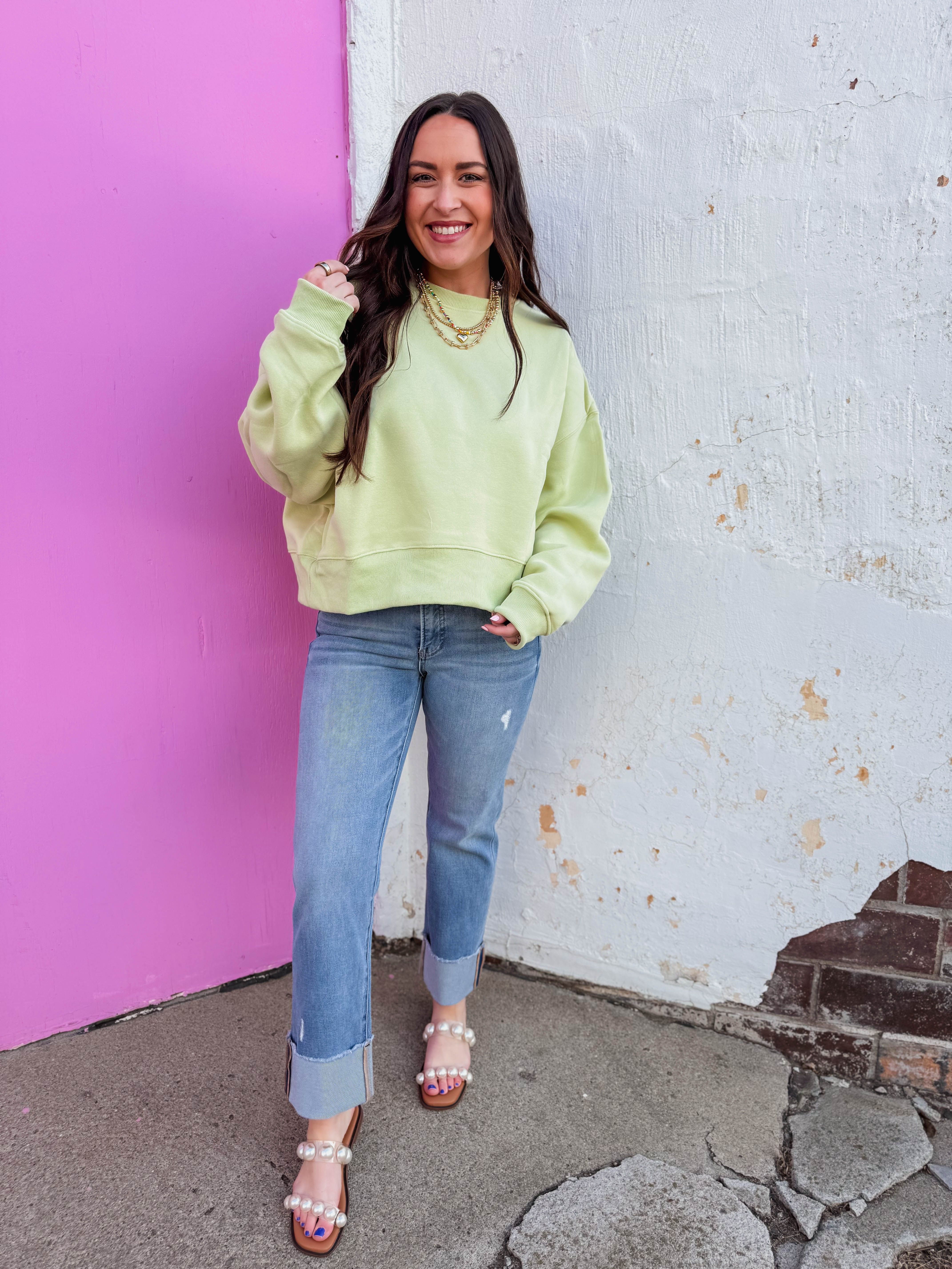 Aubree Mid Rise Cuffed Straight Leg Denim - Image 3
