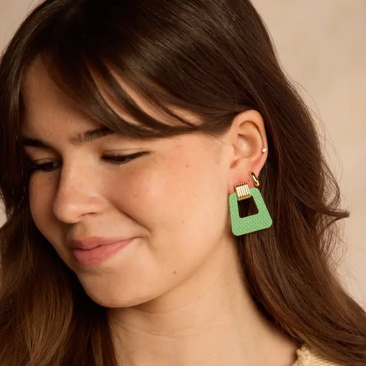 Avery Earrings-Cool Jade - Nickel & Suede - Image 3