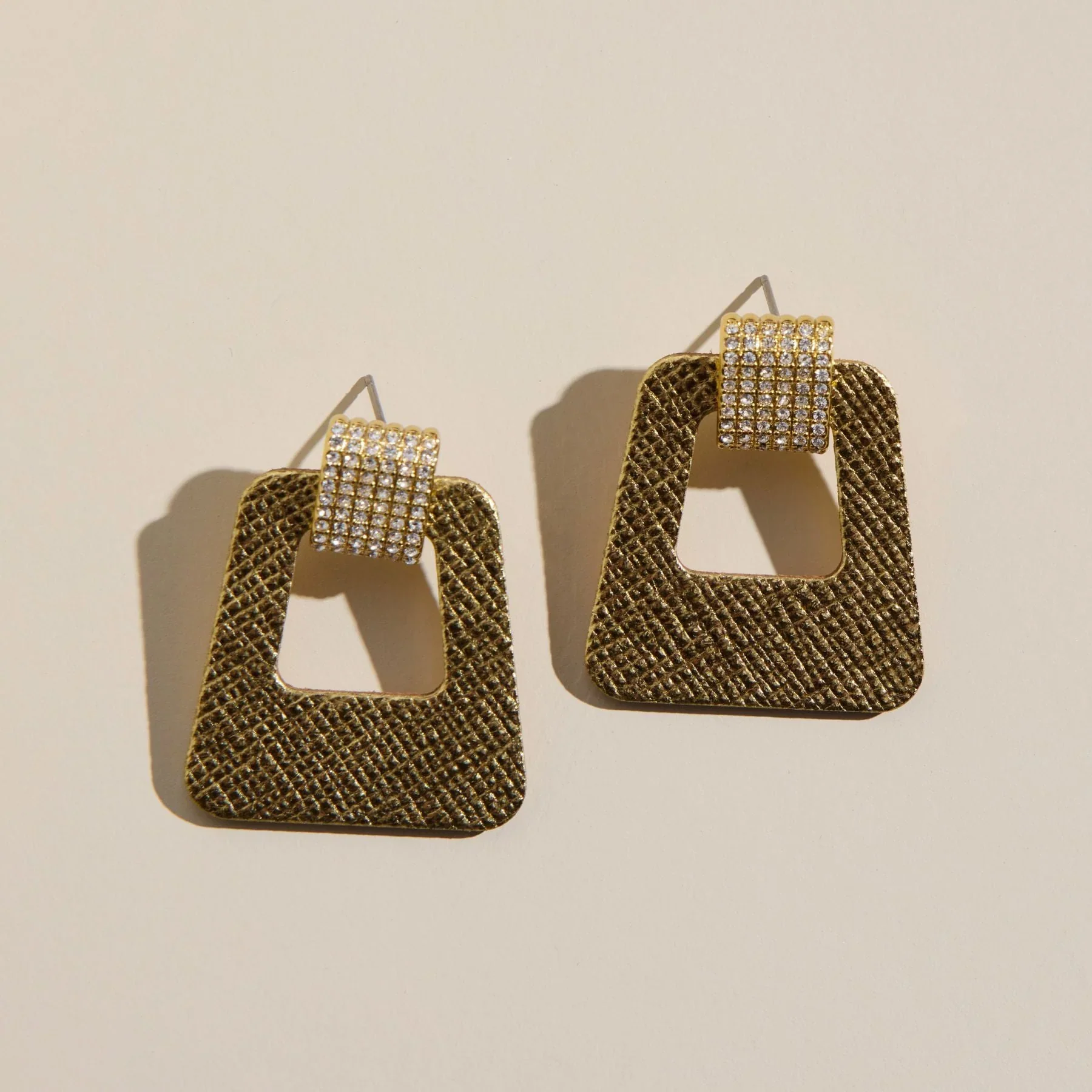 Avery Earrings-Gold Leaf - Nickel & Suede - Image 3