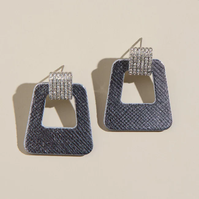 Avery Earrings-Silver Leaf - Nickel & Suede - Image 3