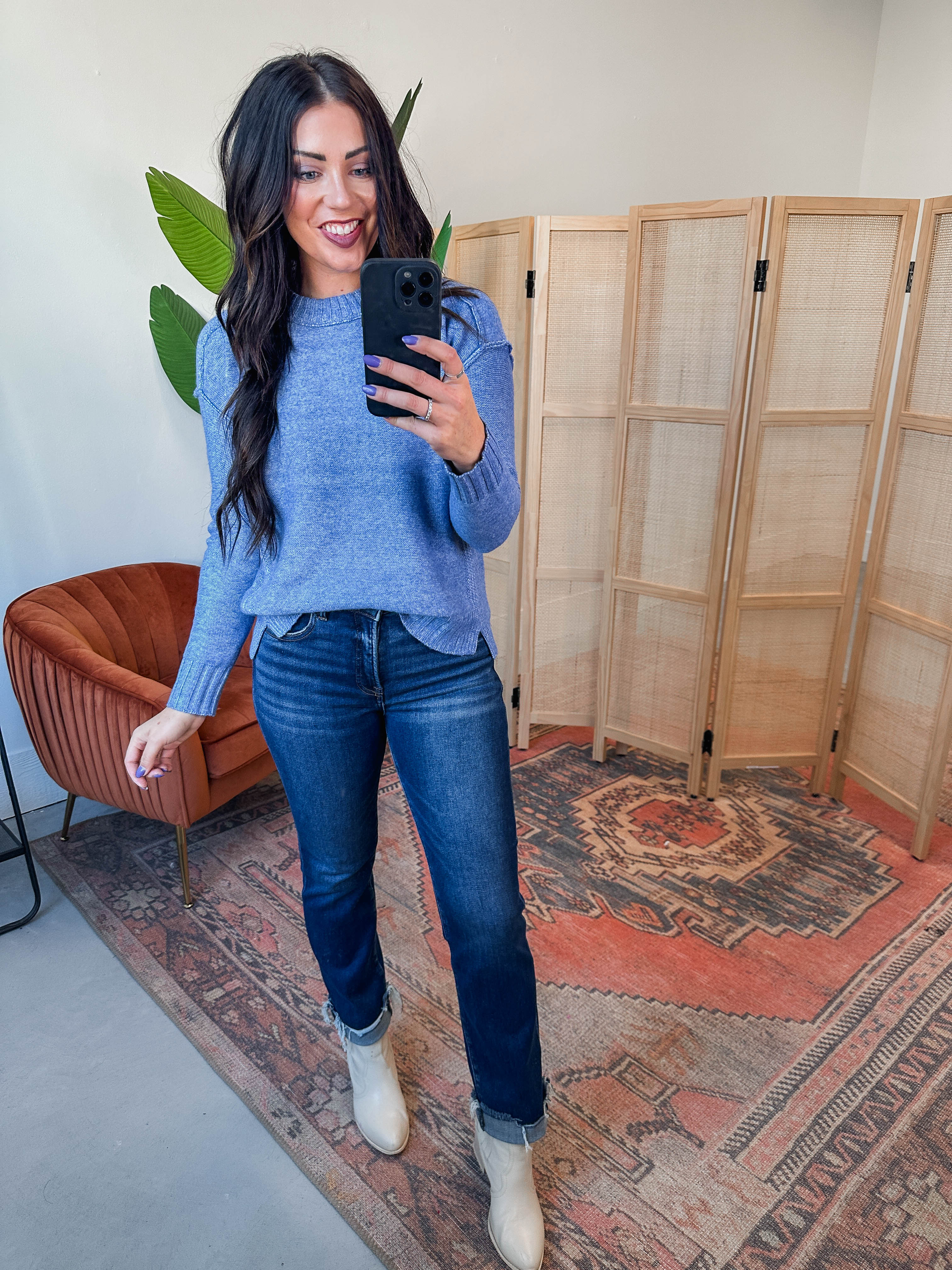 Blaire High Rise Straight Cuffed Denim - Image 2
