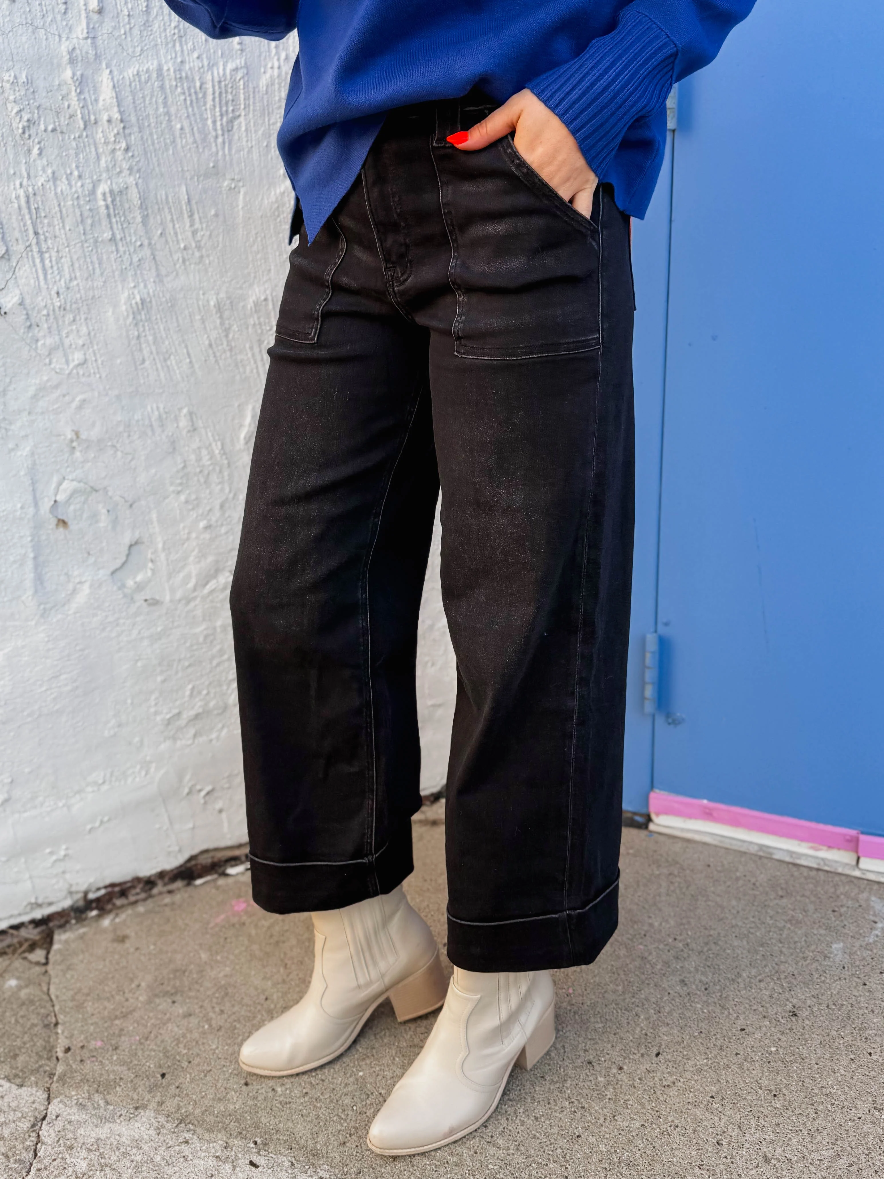 Blakely High Rise Wide Leg Denim-Black - Image 10