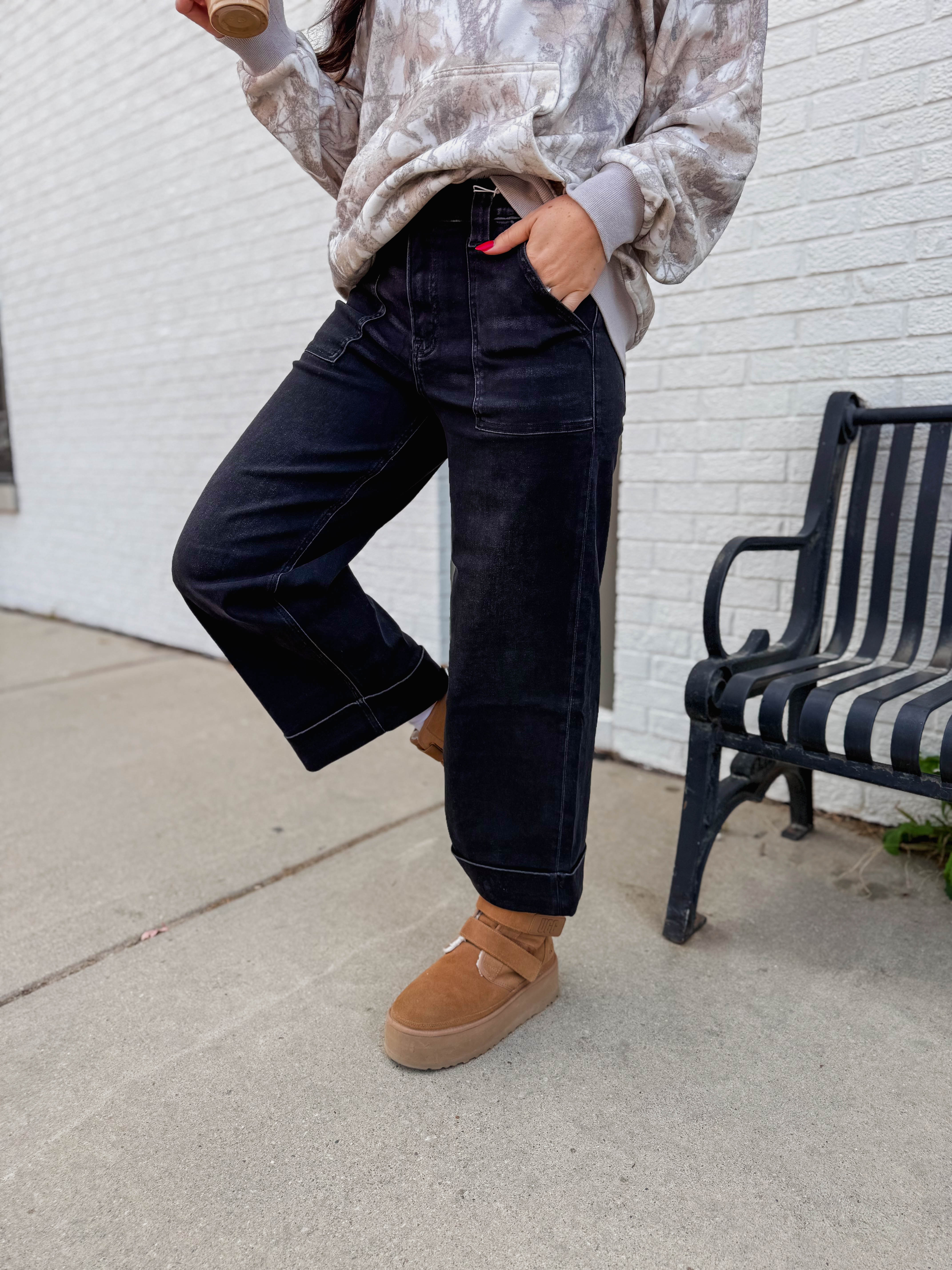Blakely High Rise Wide Leg Denim-Black - Image 12