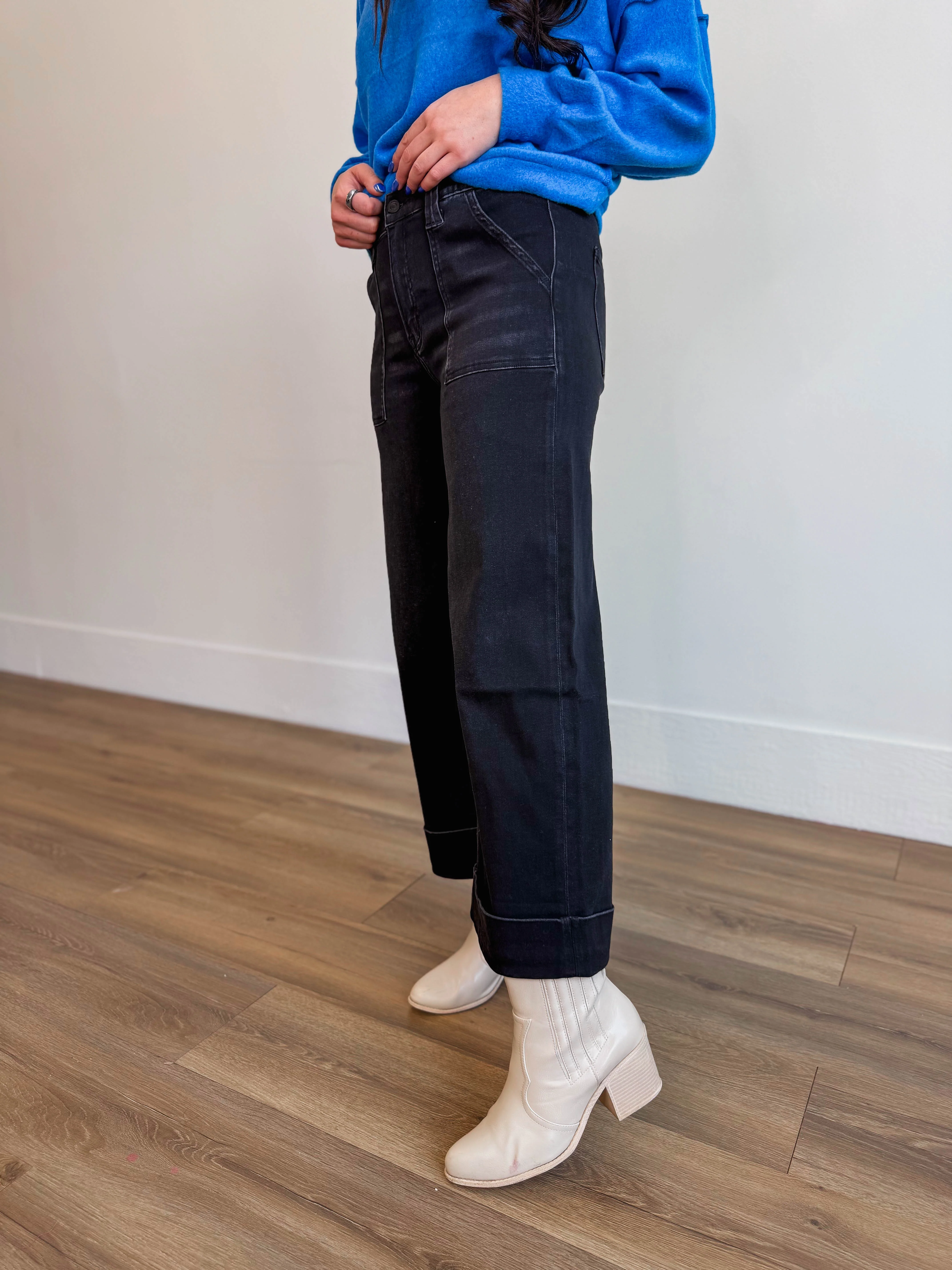 Blakely High Rise Wide Leg Denim-Black - Image 3
