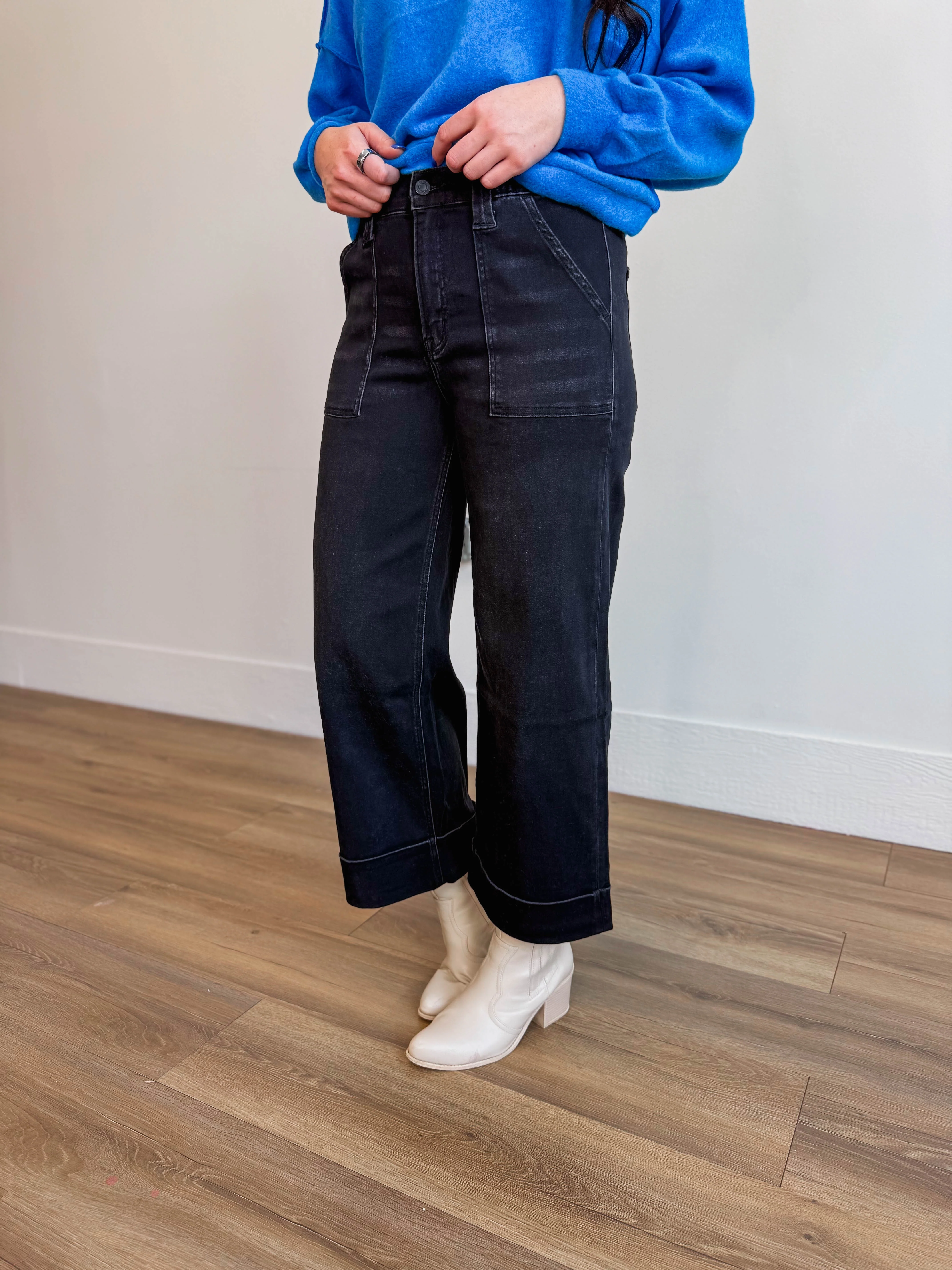 Blakely High Rise Wide Leg Denim-Black - Image 4