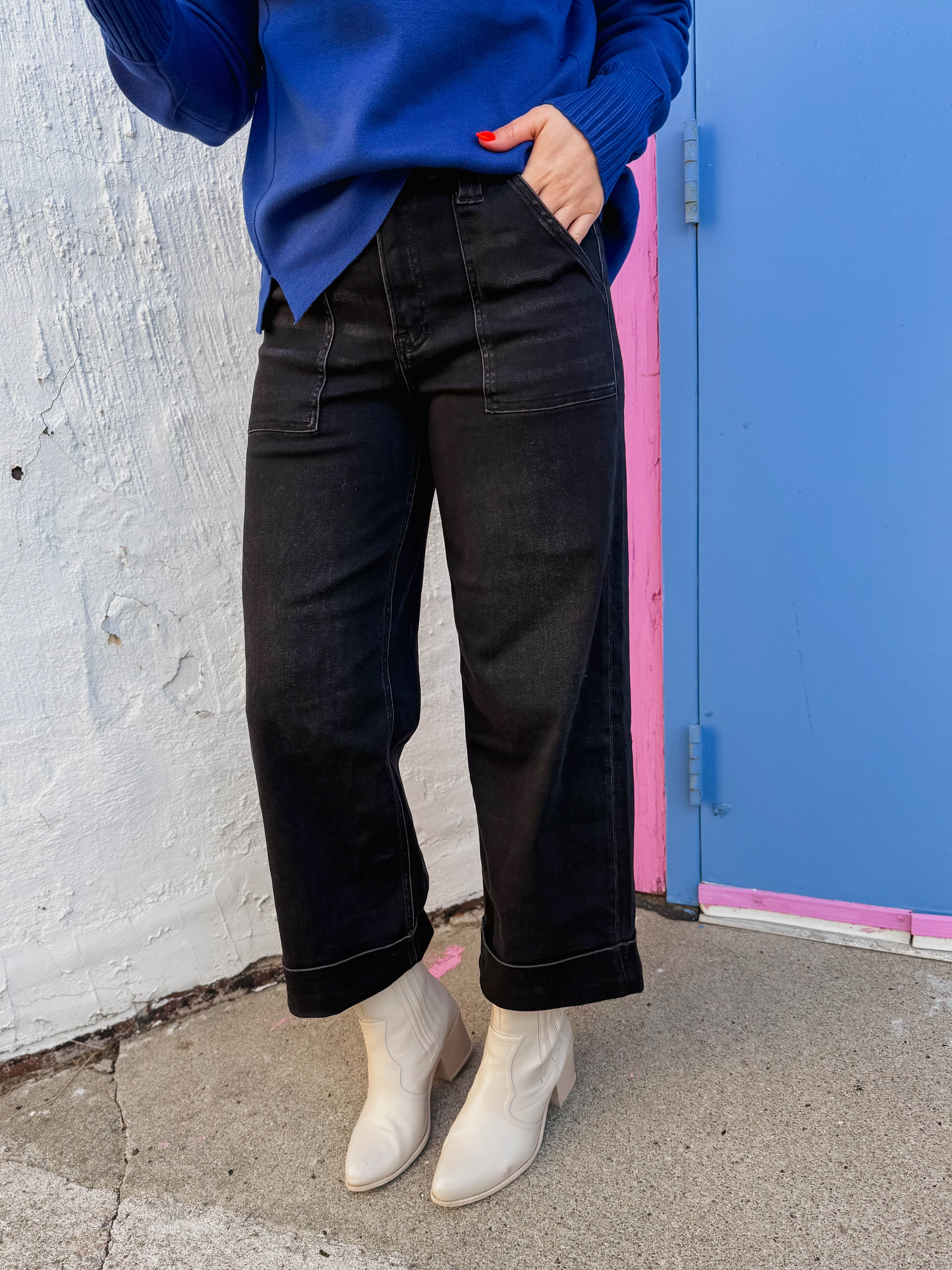 Blakely High Rise Wide Leg Denim-Black - Image 9