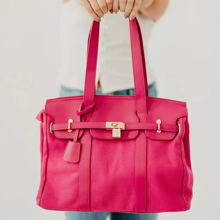 Cadence Canvas Tote-Fuchsia - Image 4