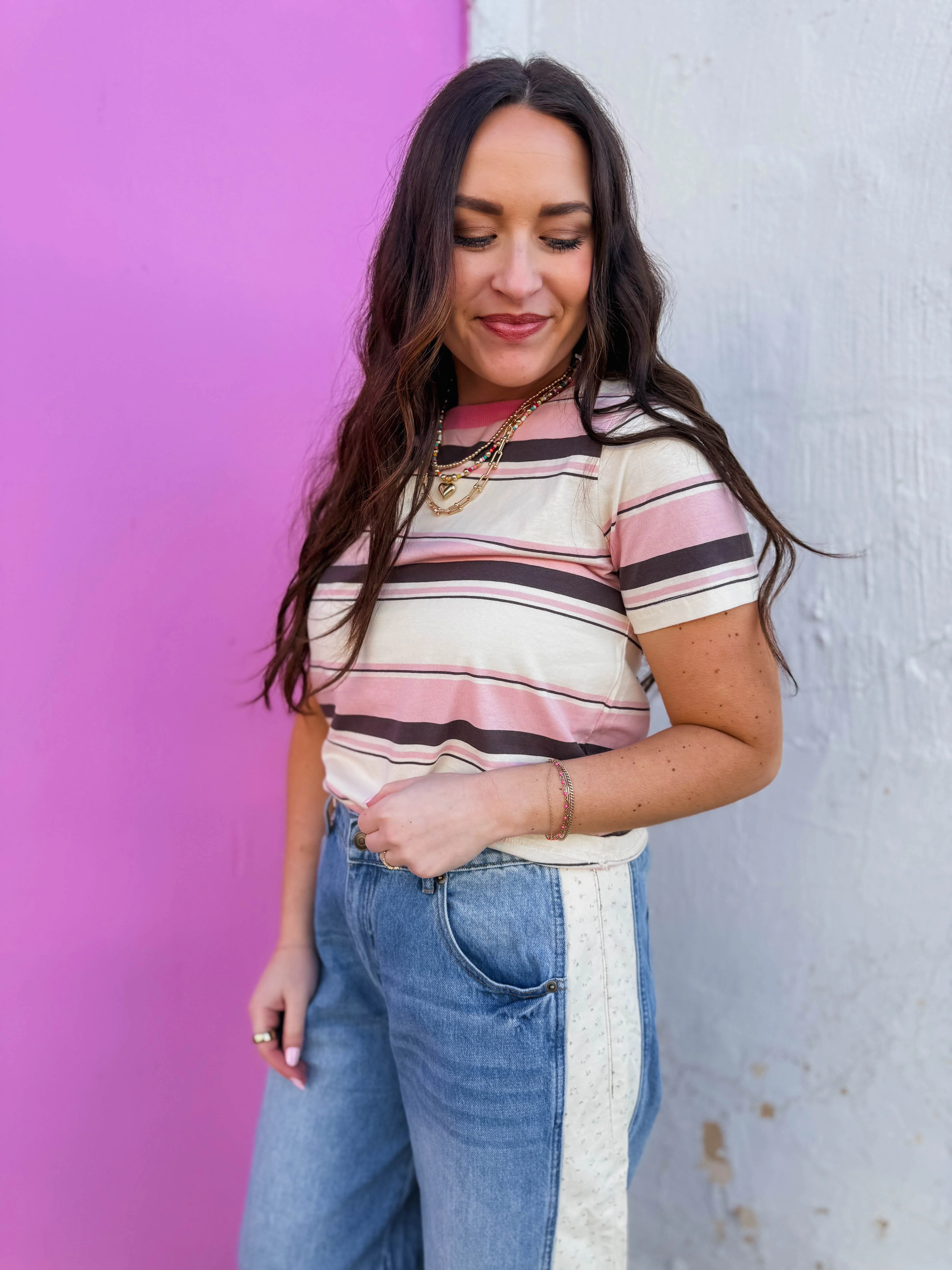 Caitlin Striped Tee-Pink - Image 11