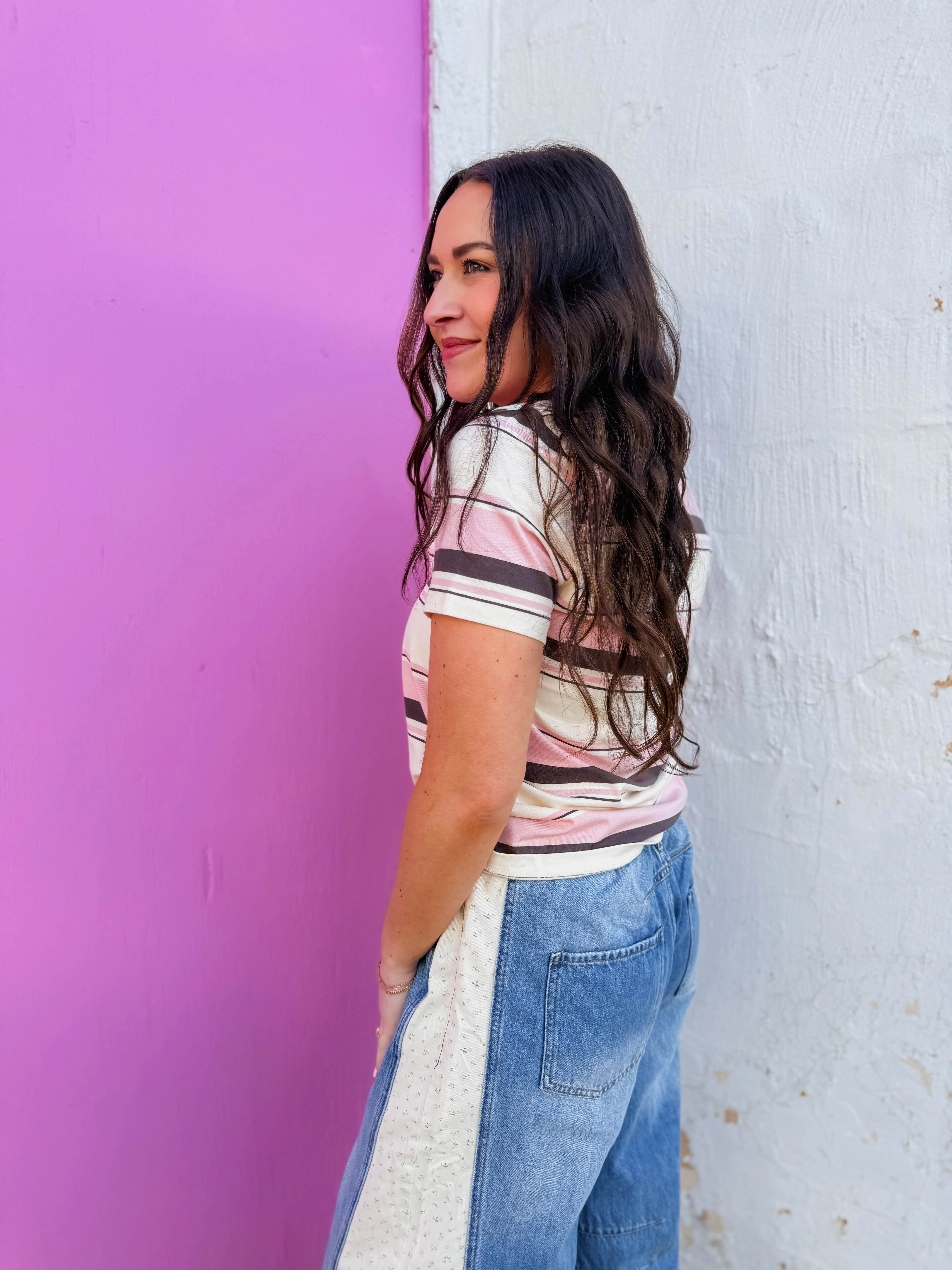 Caitlin Striped Tee-Pink - Image 12