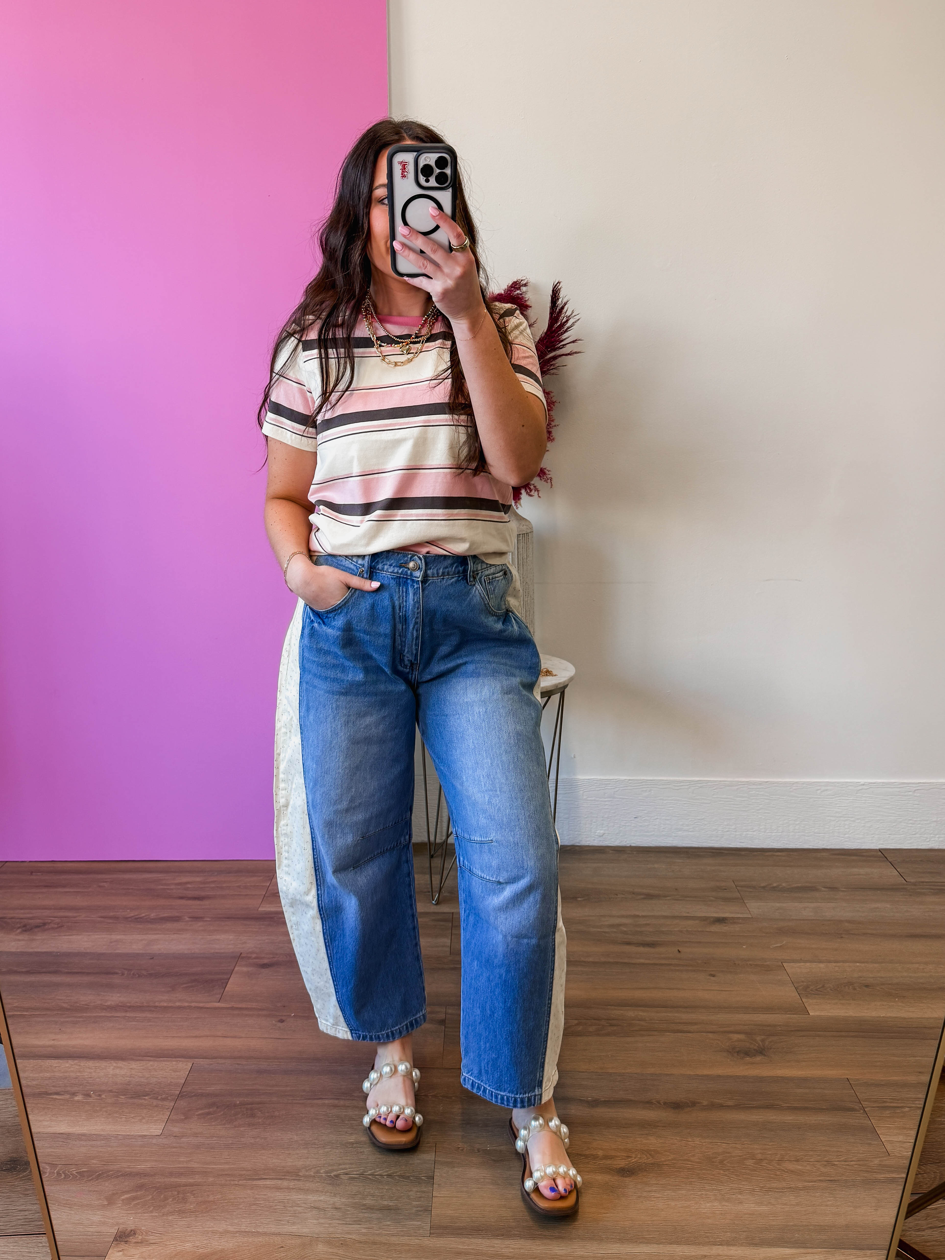 Caitlin Striped Tee-Pink - Image 13