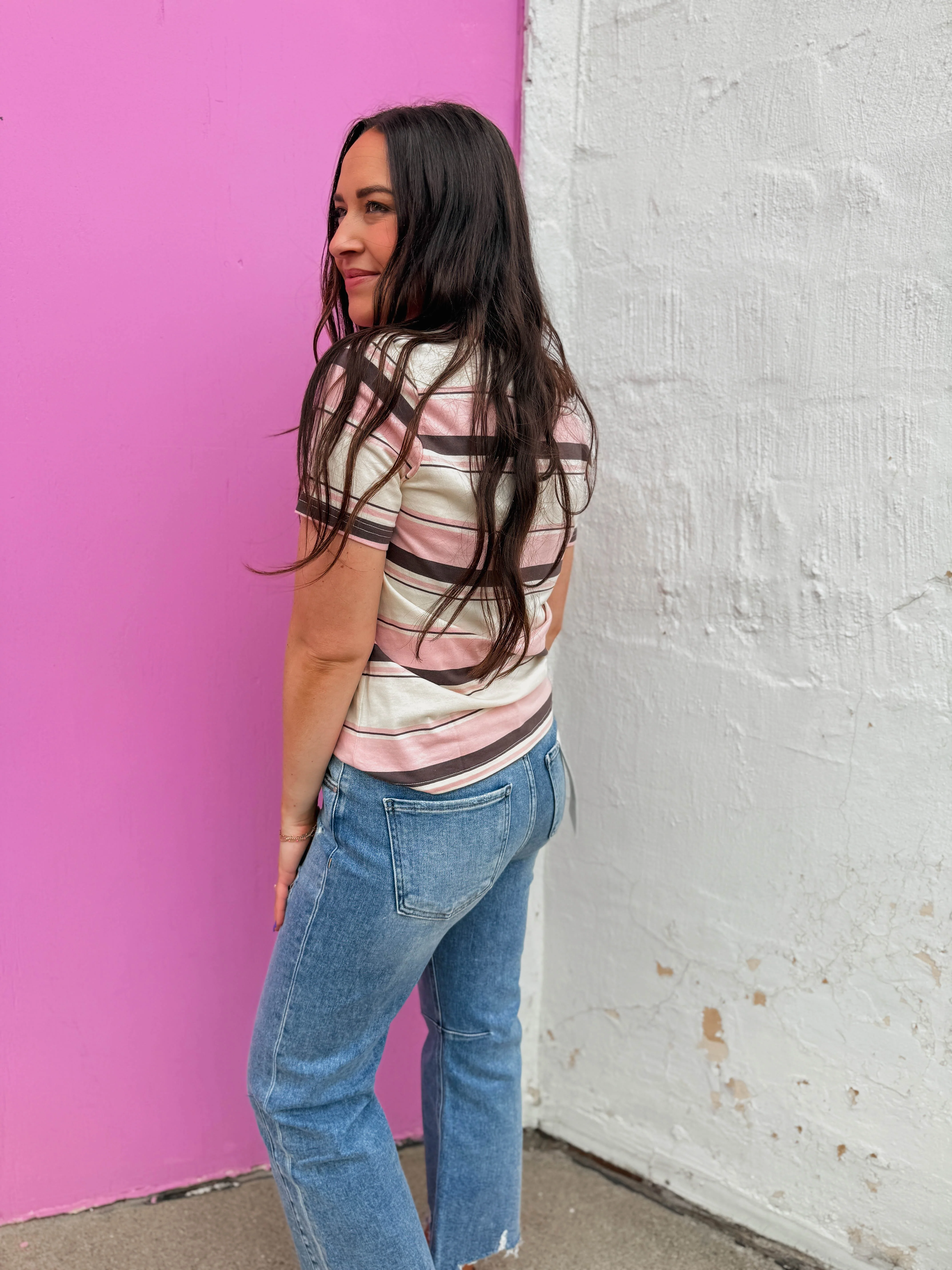 Caitlin Striped Tee-Pink - Image 7