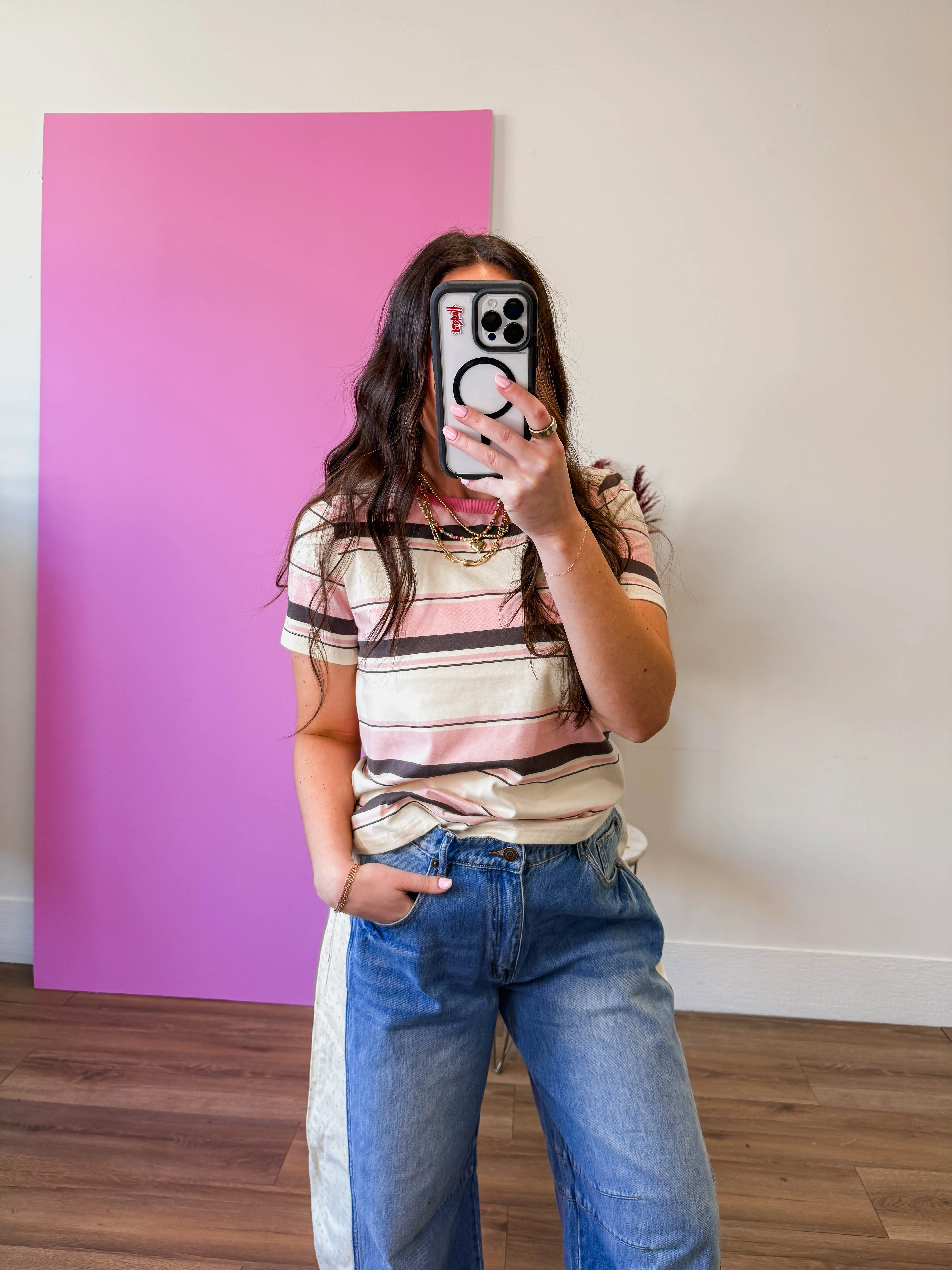 Caitlin Striped Tee-Pink - Image 8