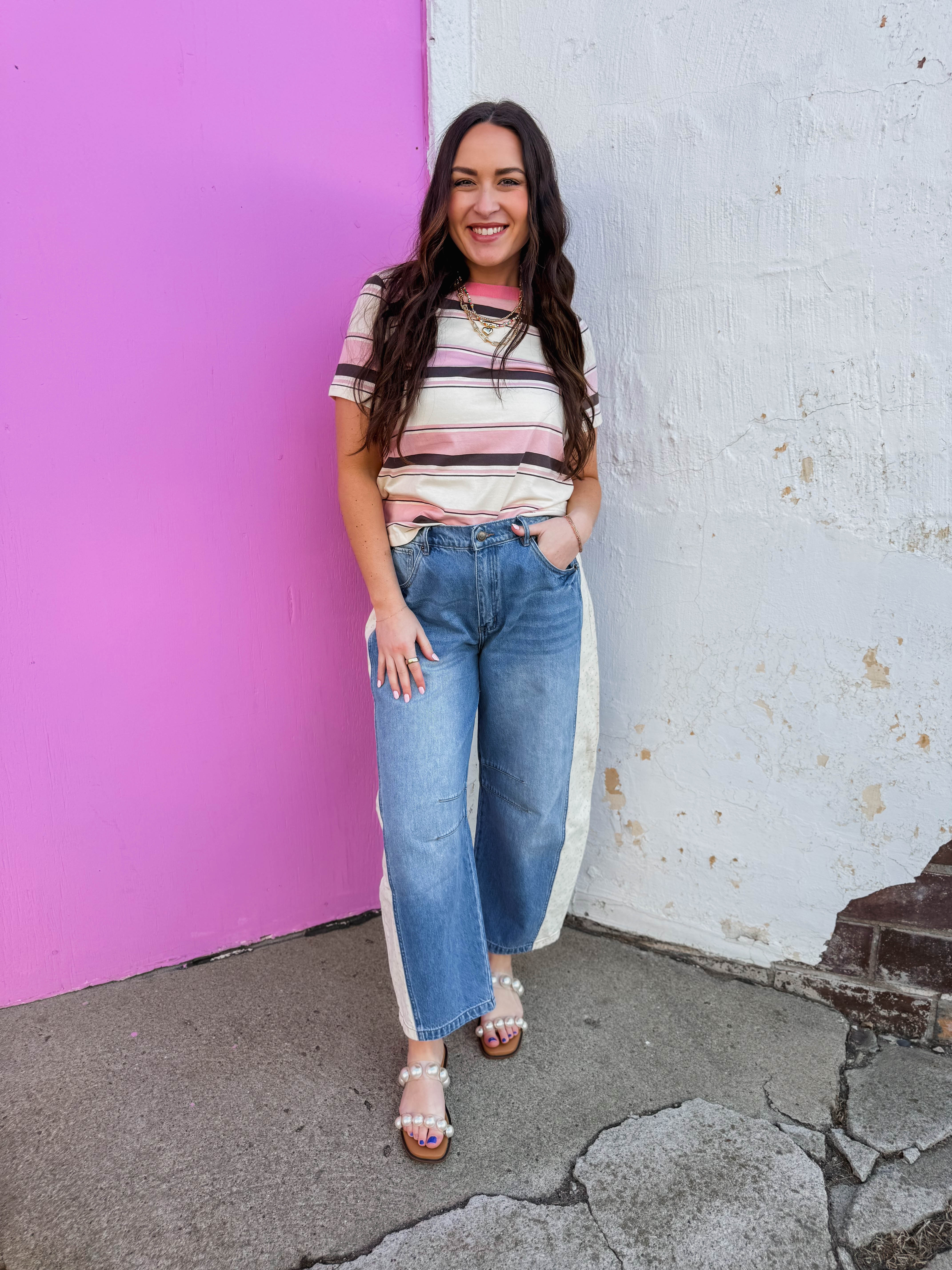 Caitlin Striped Tee-Pink - Image 9