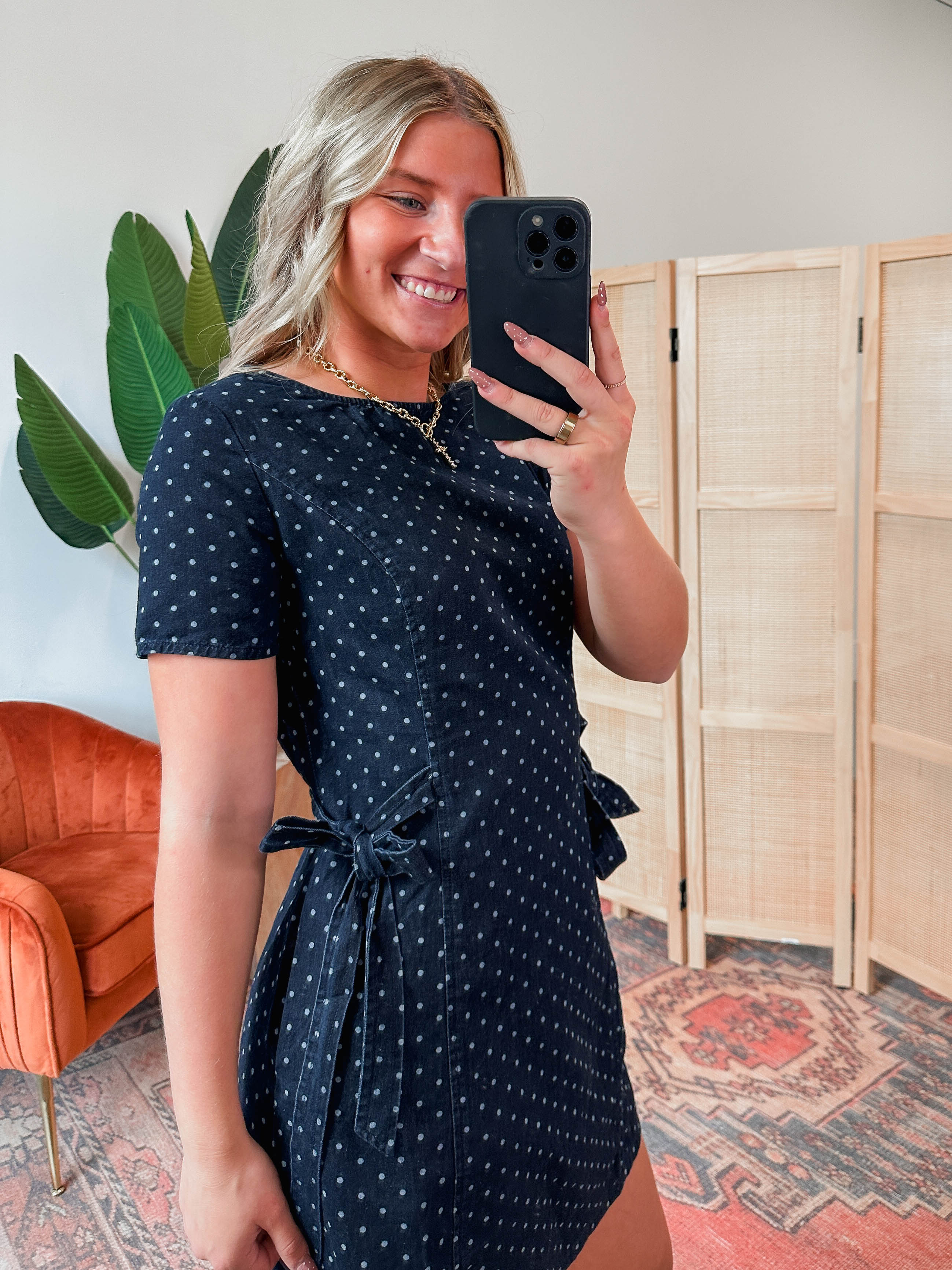 Caroline Polka Dot Mini Dress - Image 3
