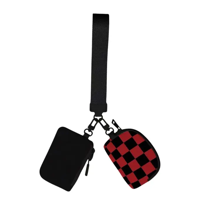 Checkered Dual Color Wristlet-Black/Red - Image 3