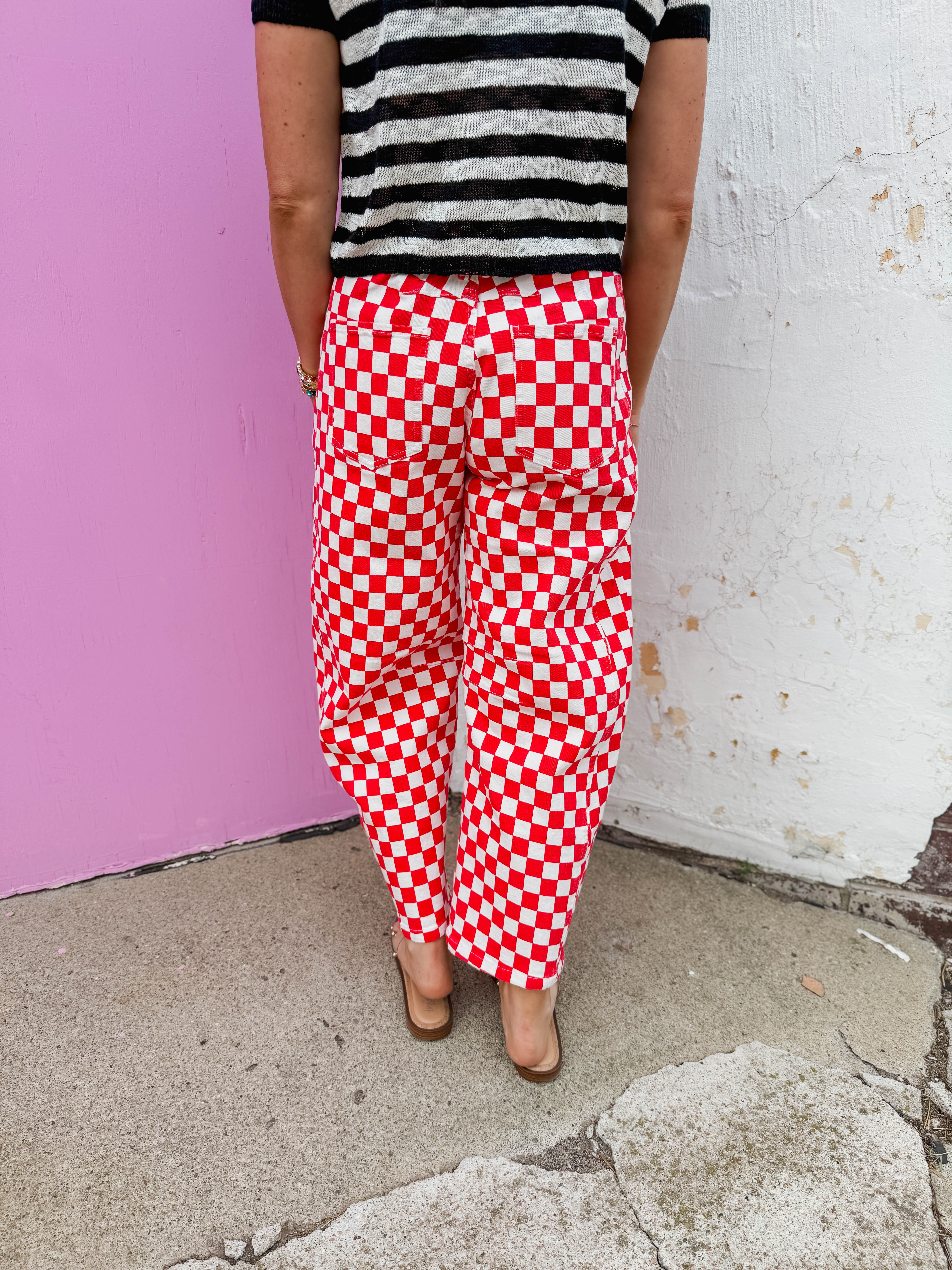 Checkmate Barrel Pants-Red - Image 5