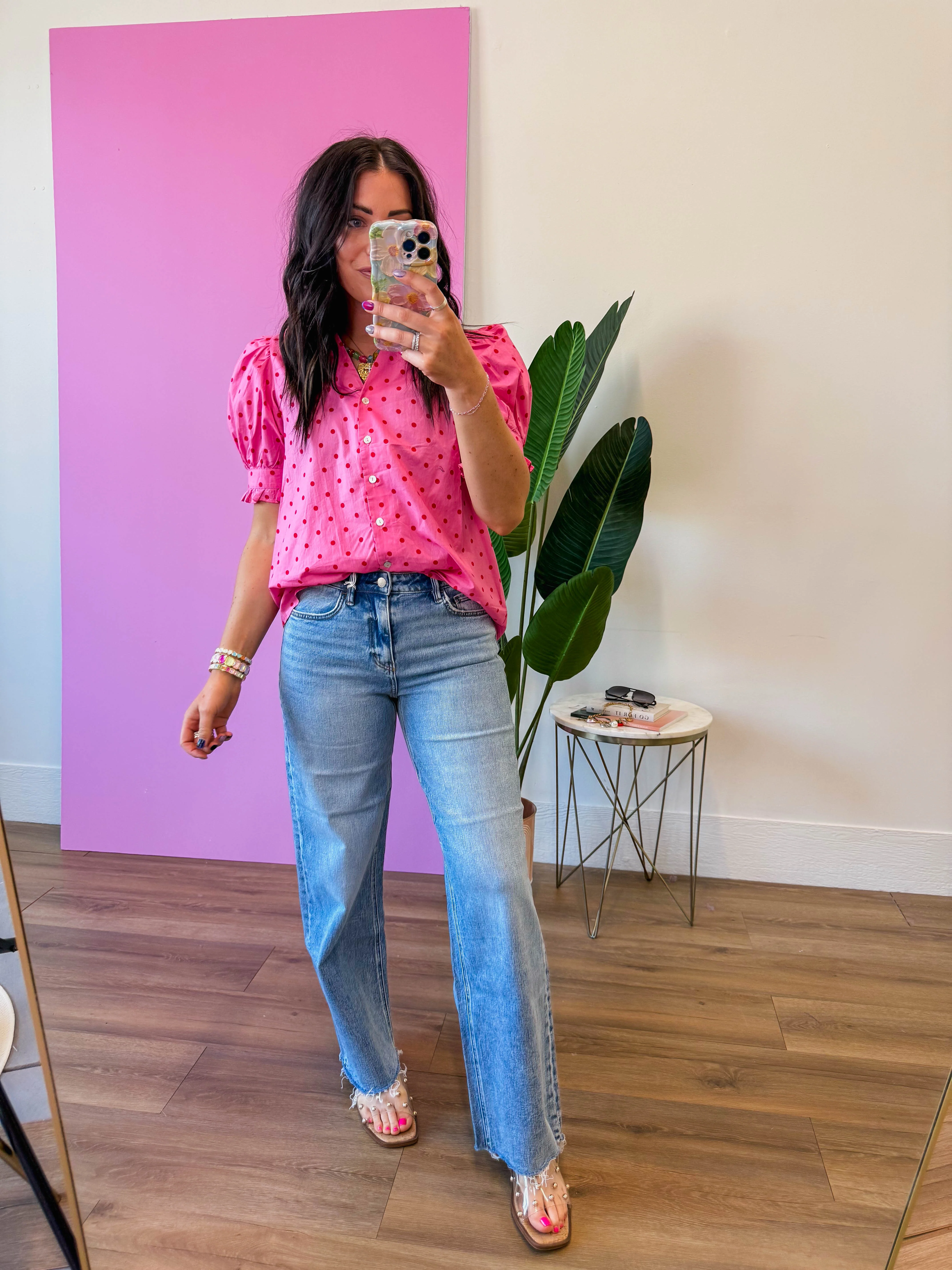 Chelsie Polka Dot Top-Pink - Image 14