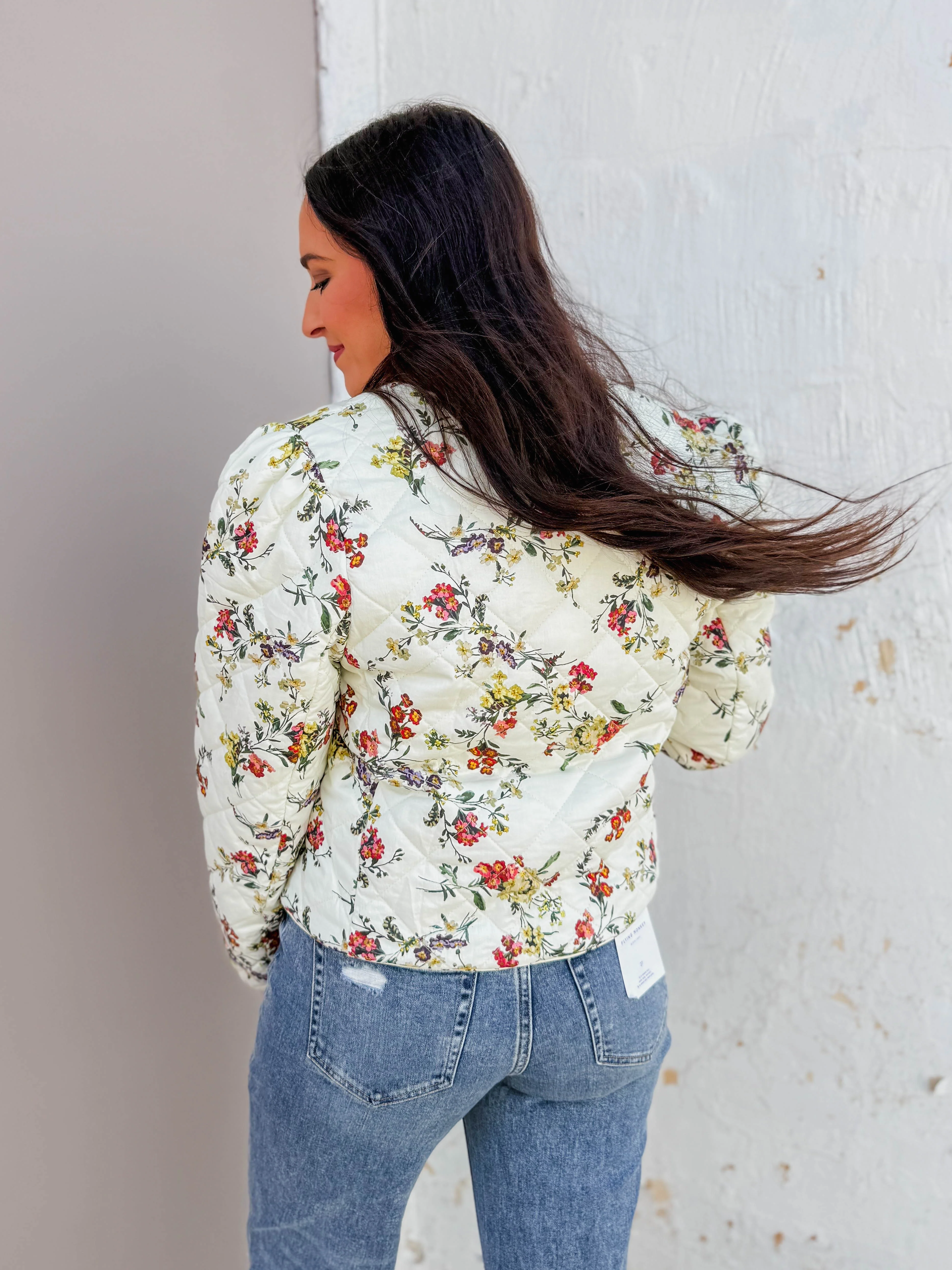 Chelsy Floral Quilted Jacket-Ecru - Image 6