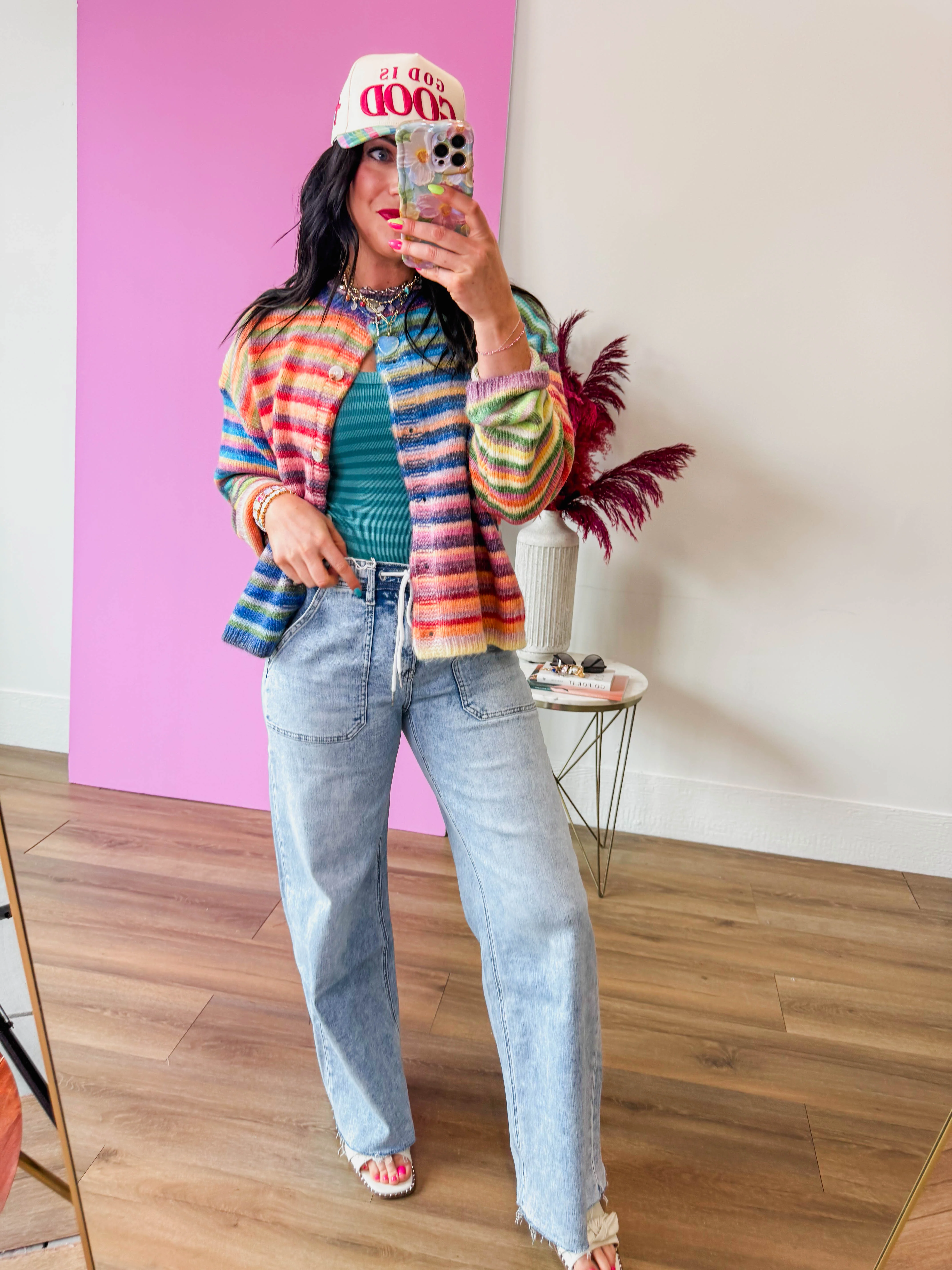 Chill Day Striped Tee-Dusty Teal - Image 8