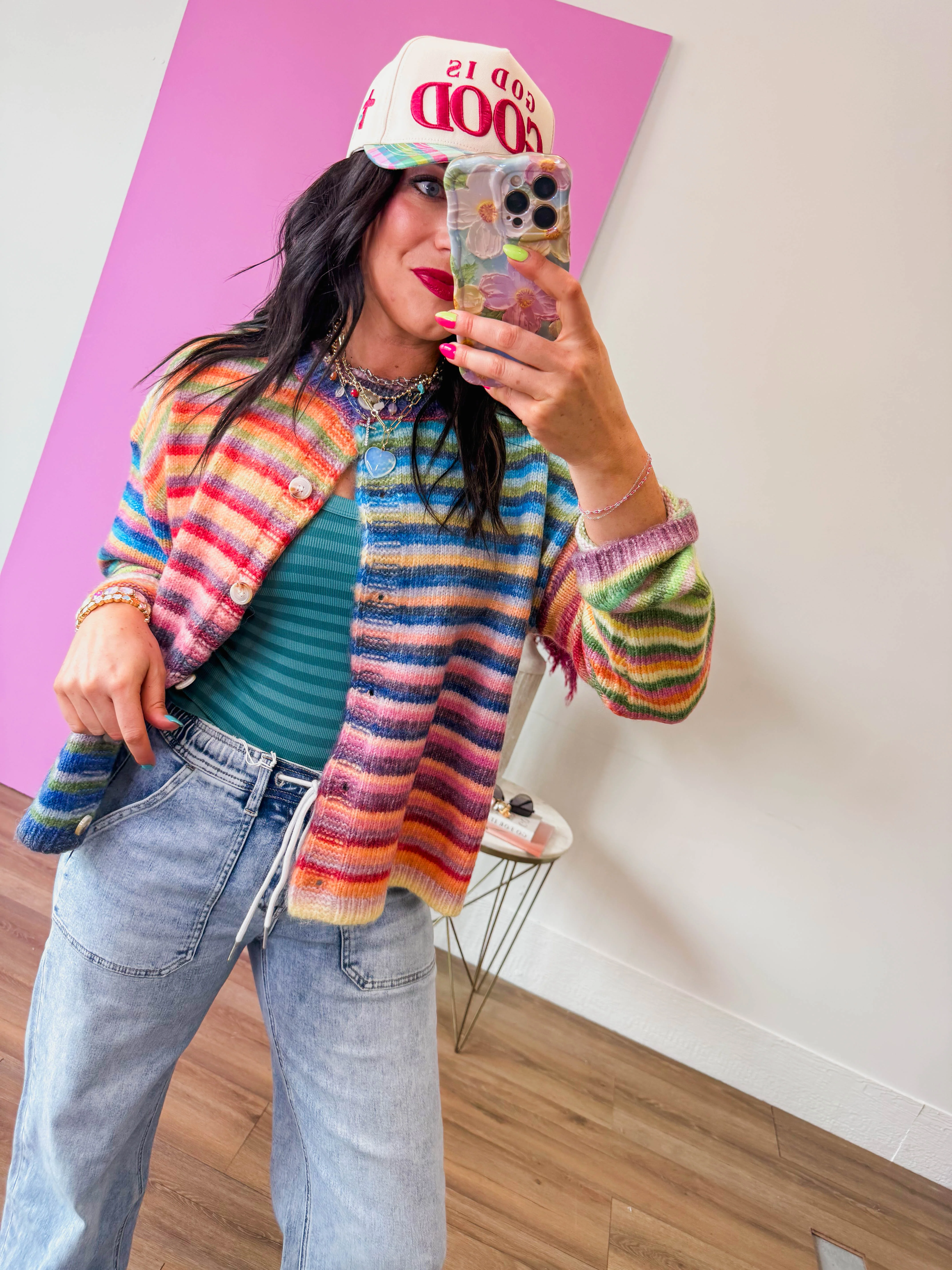 Chill Day Striped Tee-Dusty Teal - Image 9