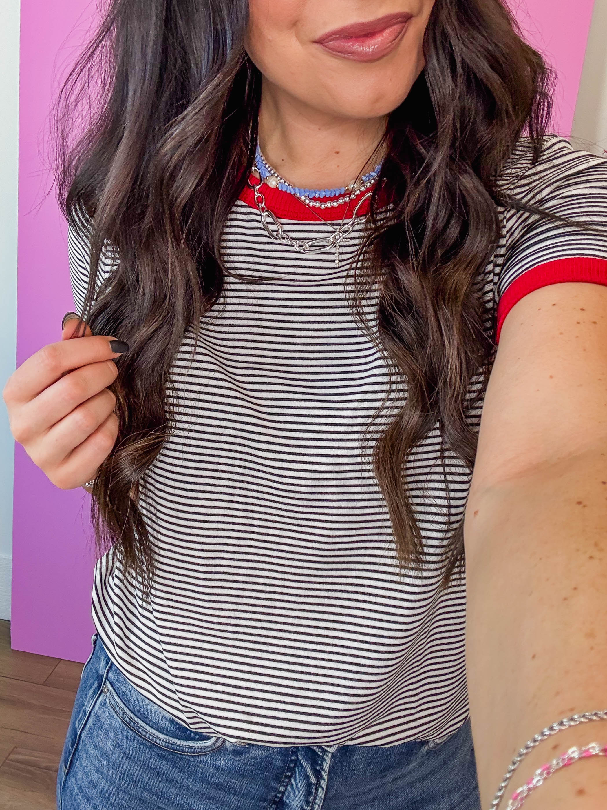 Claire Striped Top-Ivory/Red - Image 16