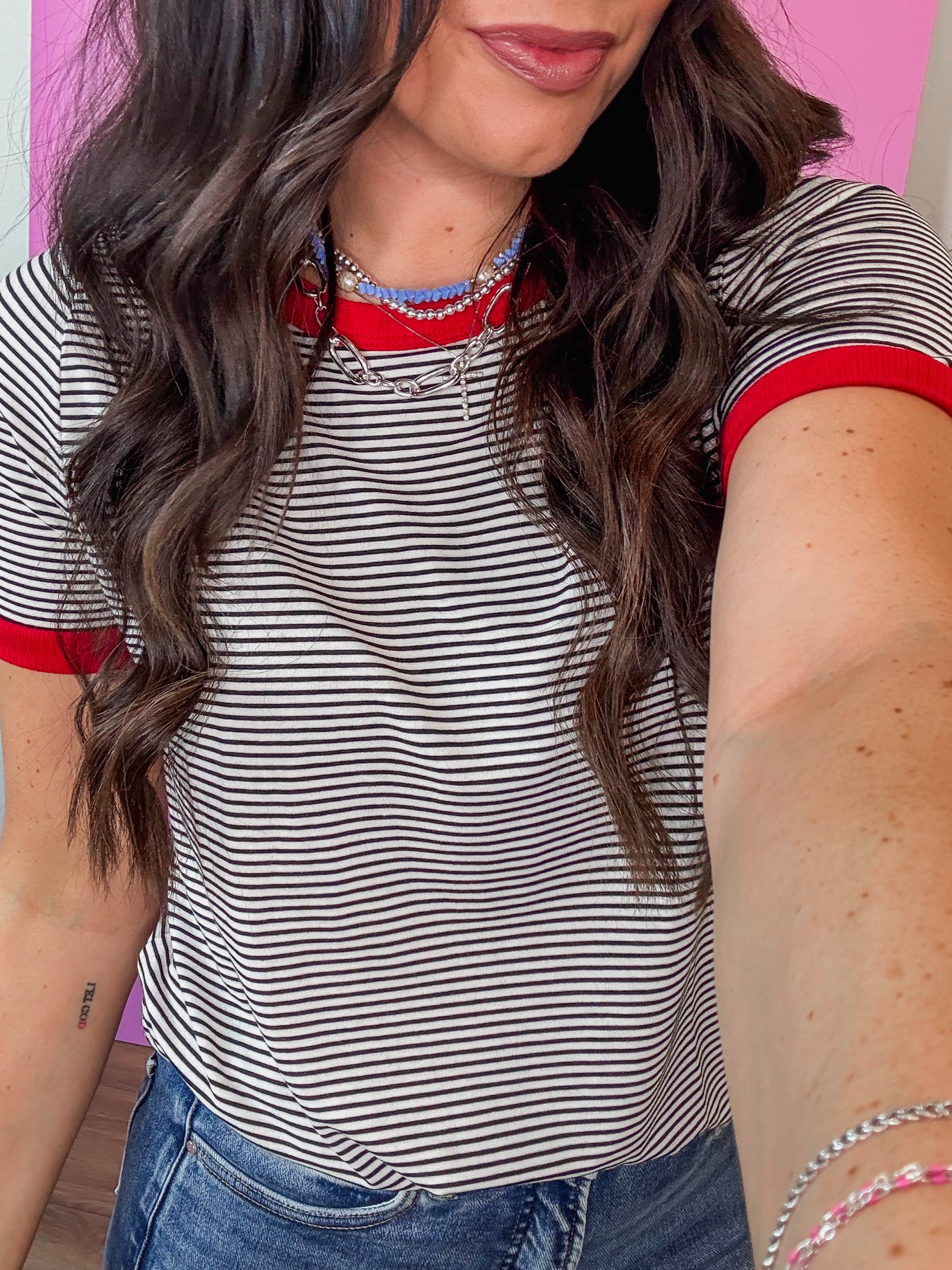 Claire Striped Top-Ivory/Red - Image 24