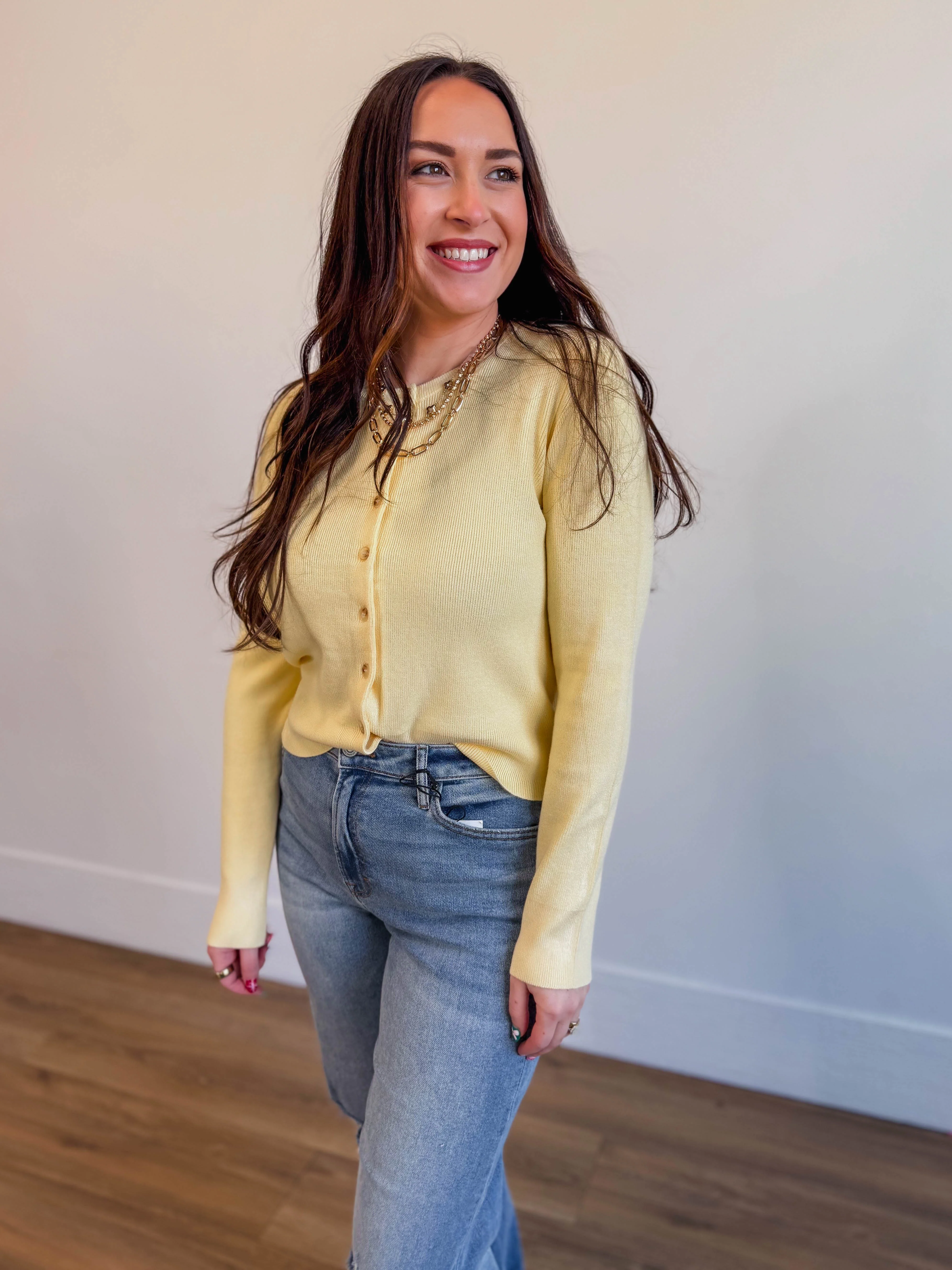 Comfy Luxe Cardigan-Lemon - Image 4