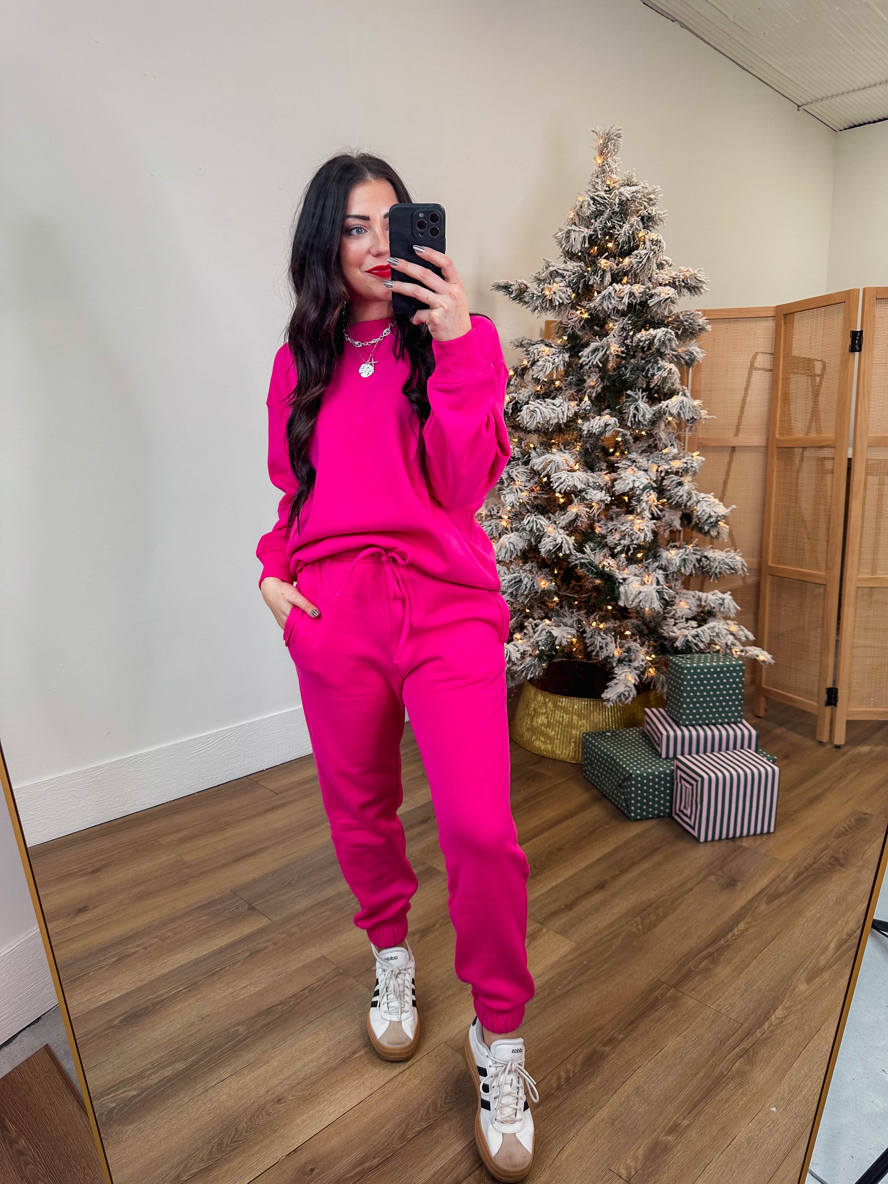 Cozy Club Crewneck-Hot Pink - Image 9