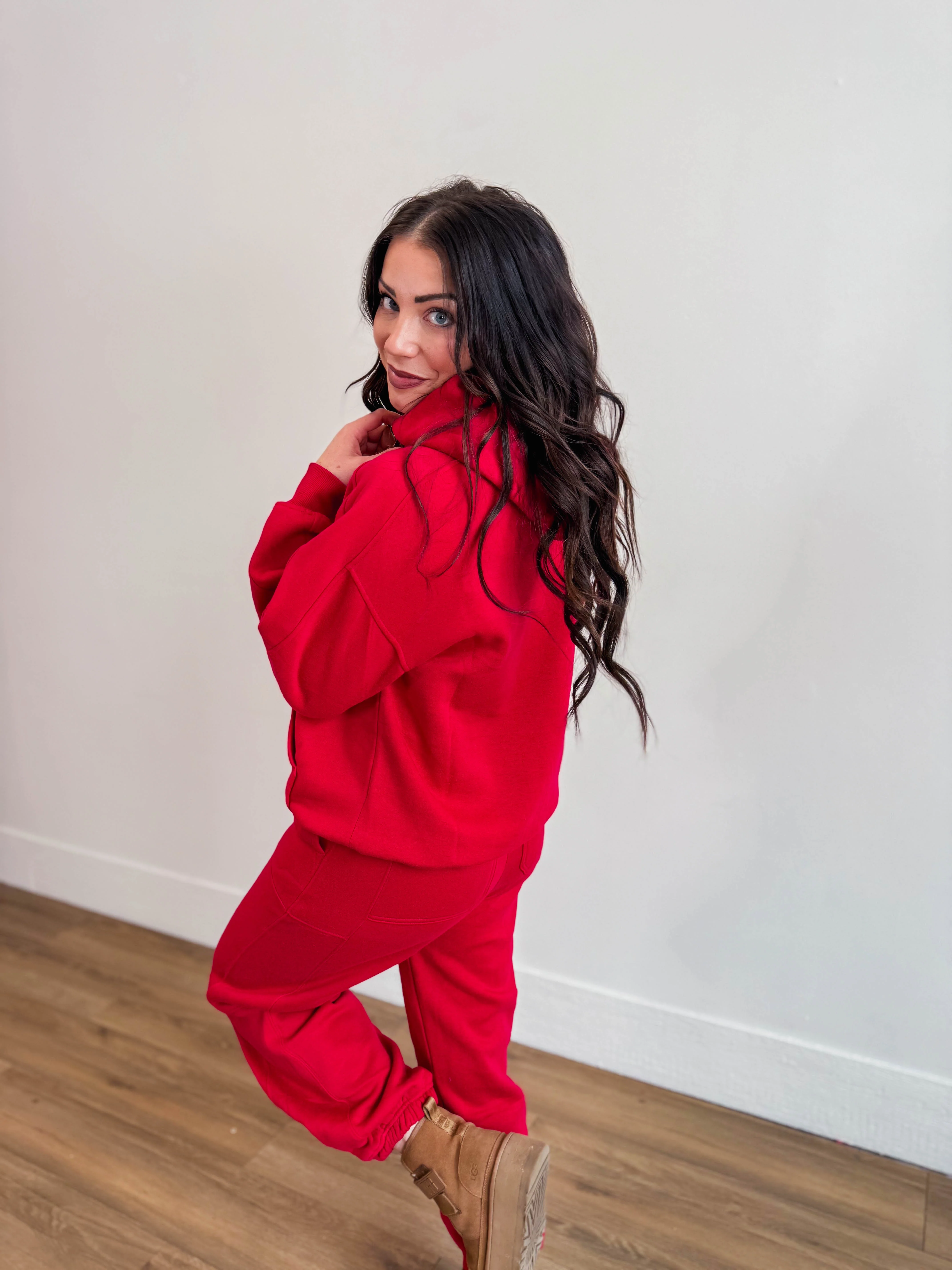 Cozy On Up Hoodie-Red - Image 6