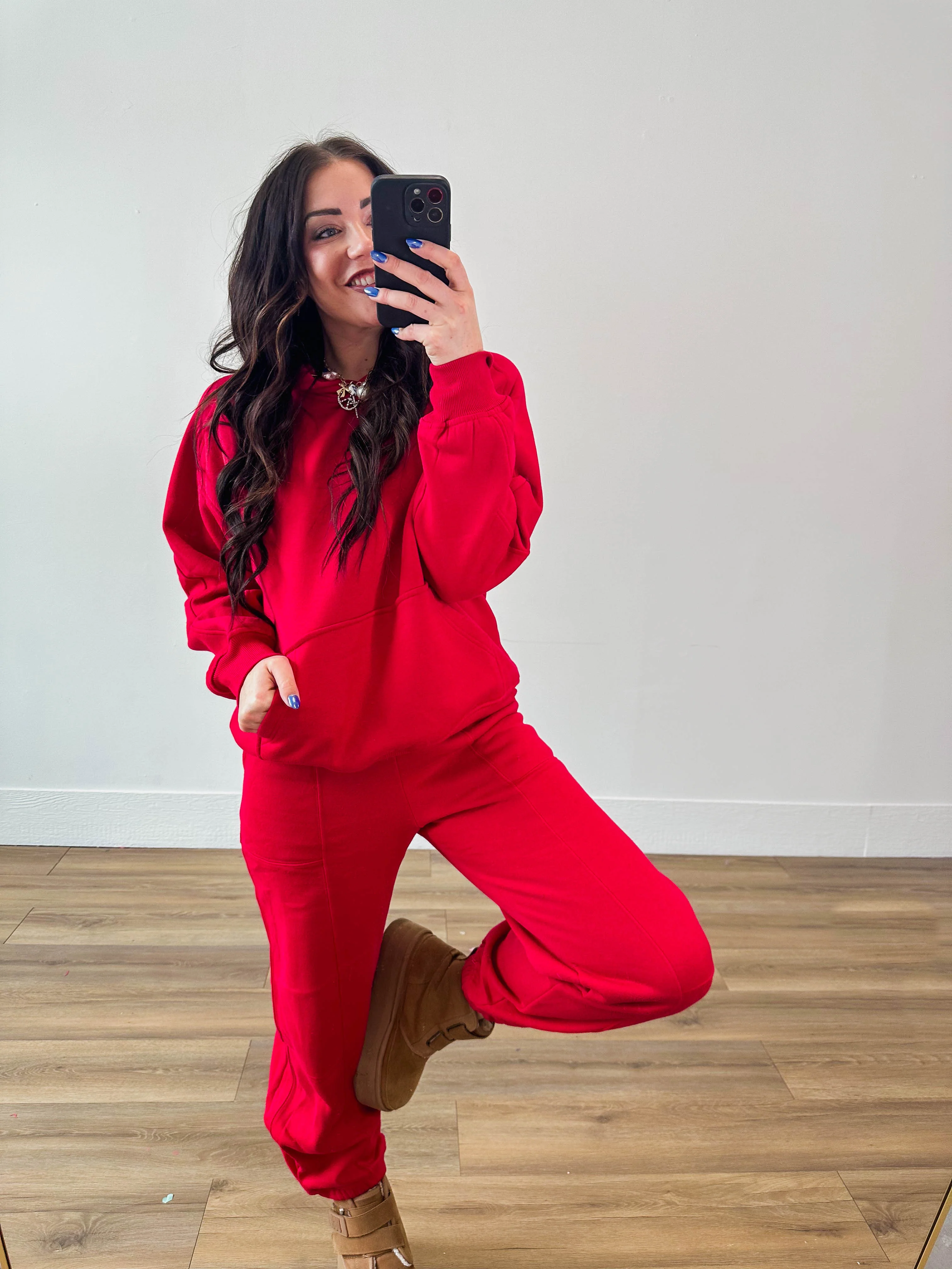 Cozy On Up Hoodie-Red - Image 7