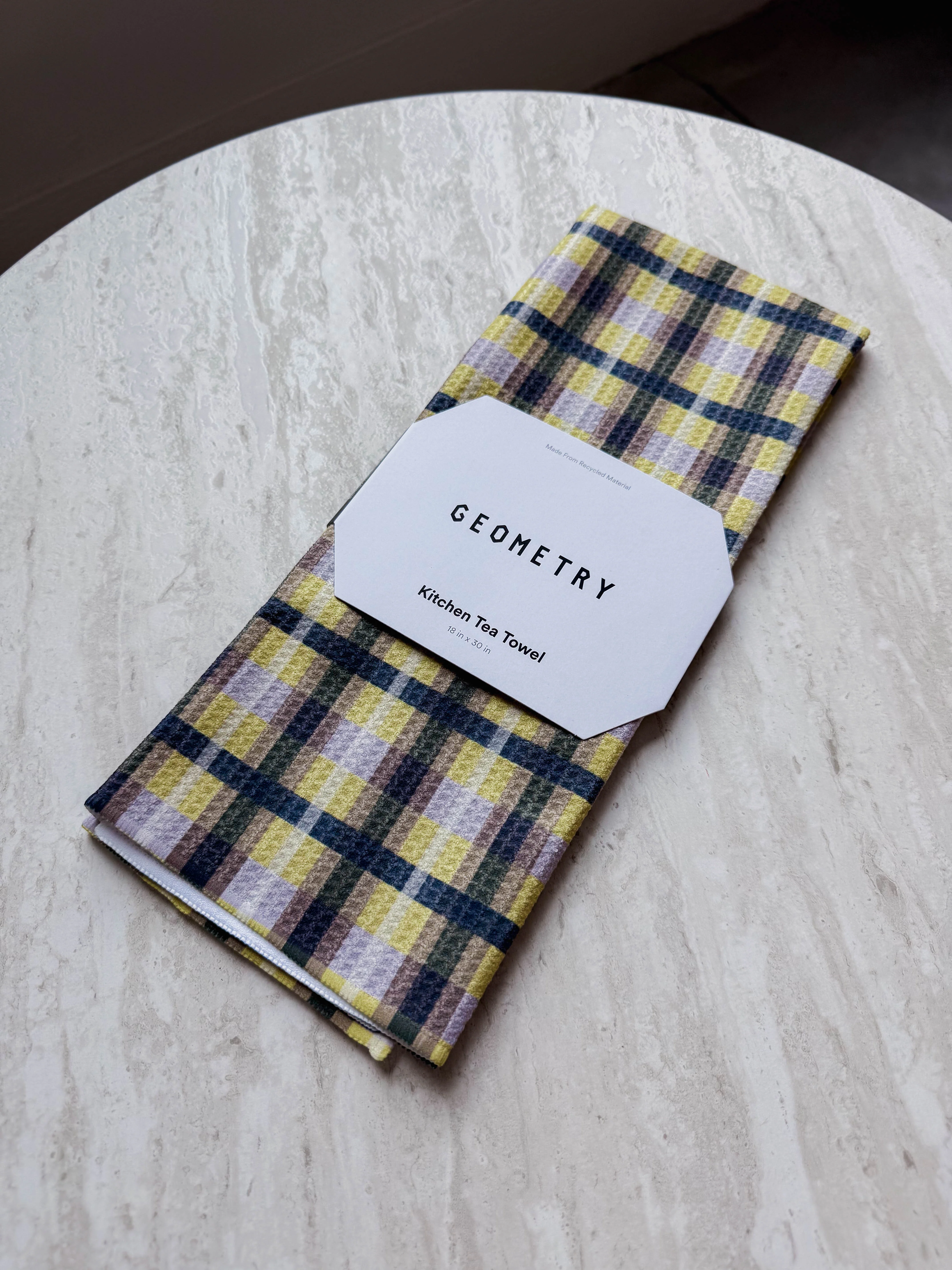 Crossbarred Yellow Tea Towel-Geometry