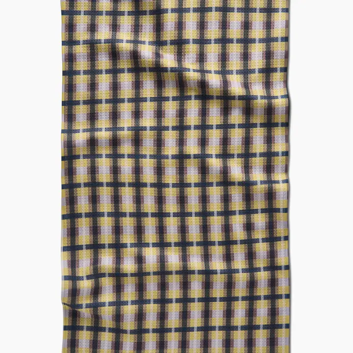 Crossbarred Yellow Tea Towel-Geometry - Image 3