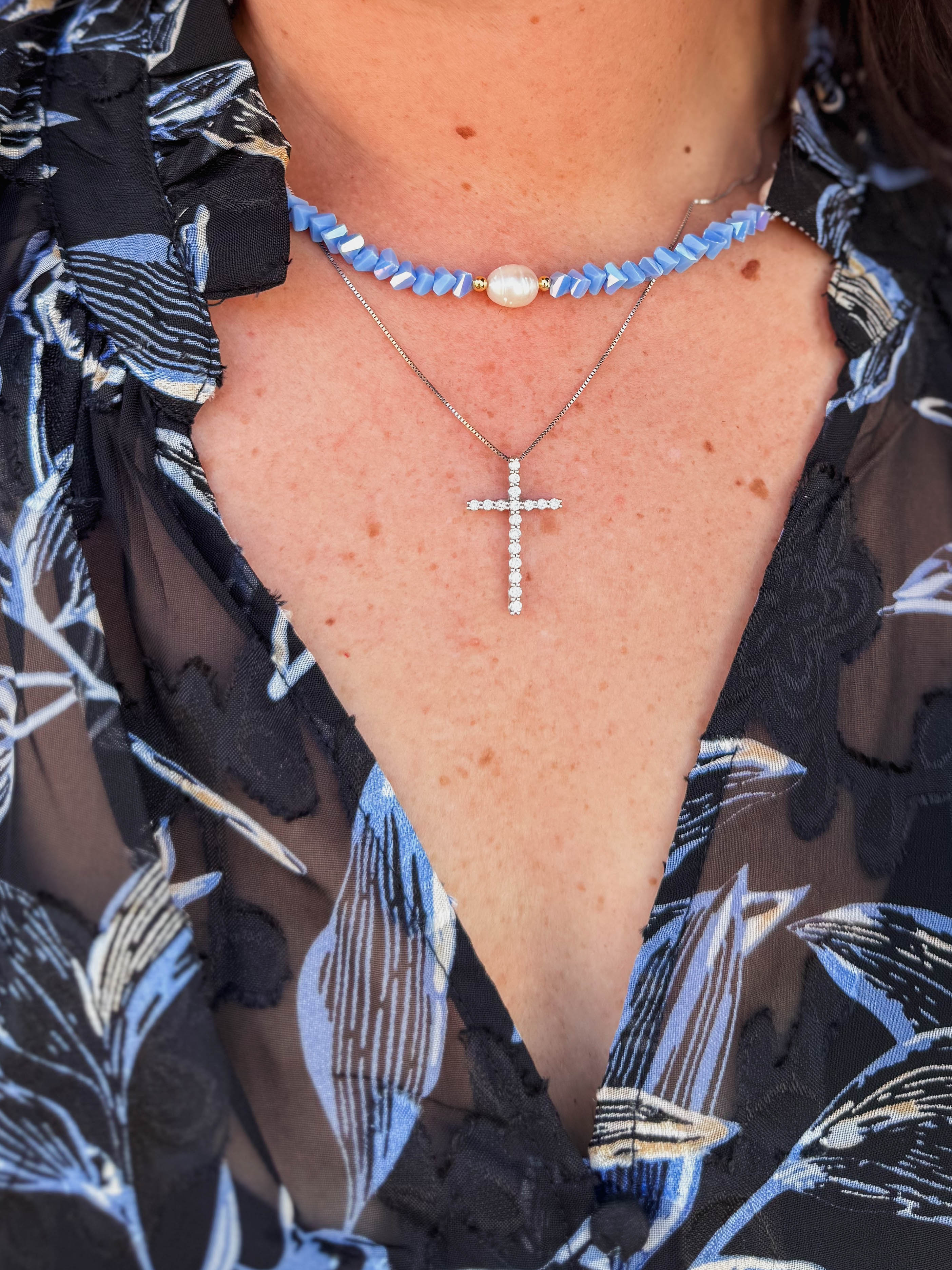 Crystal Flora Necklace-Baby Blue - Image 3